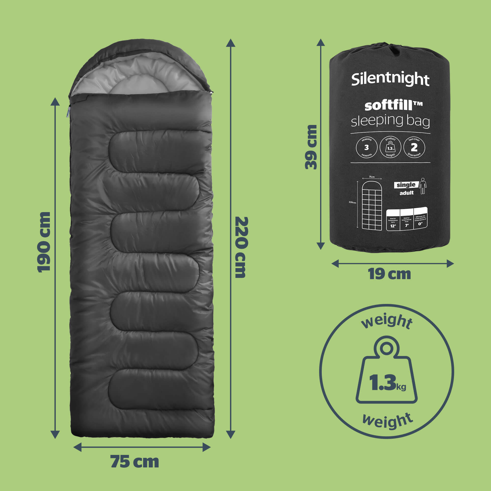 Camping Collection Adult Sleeping Bag - Black 7/7