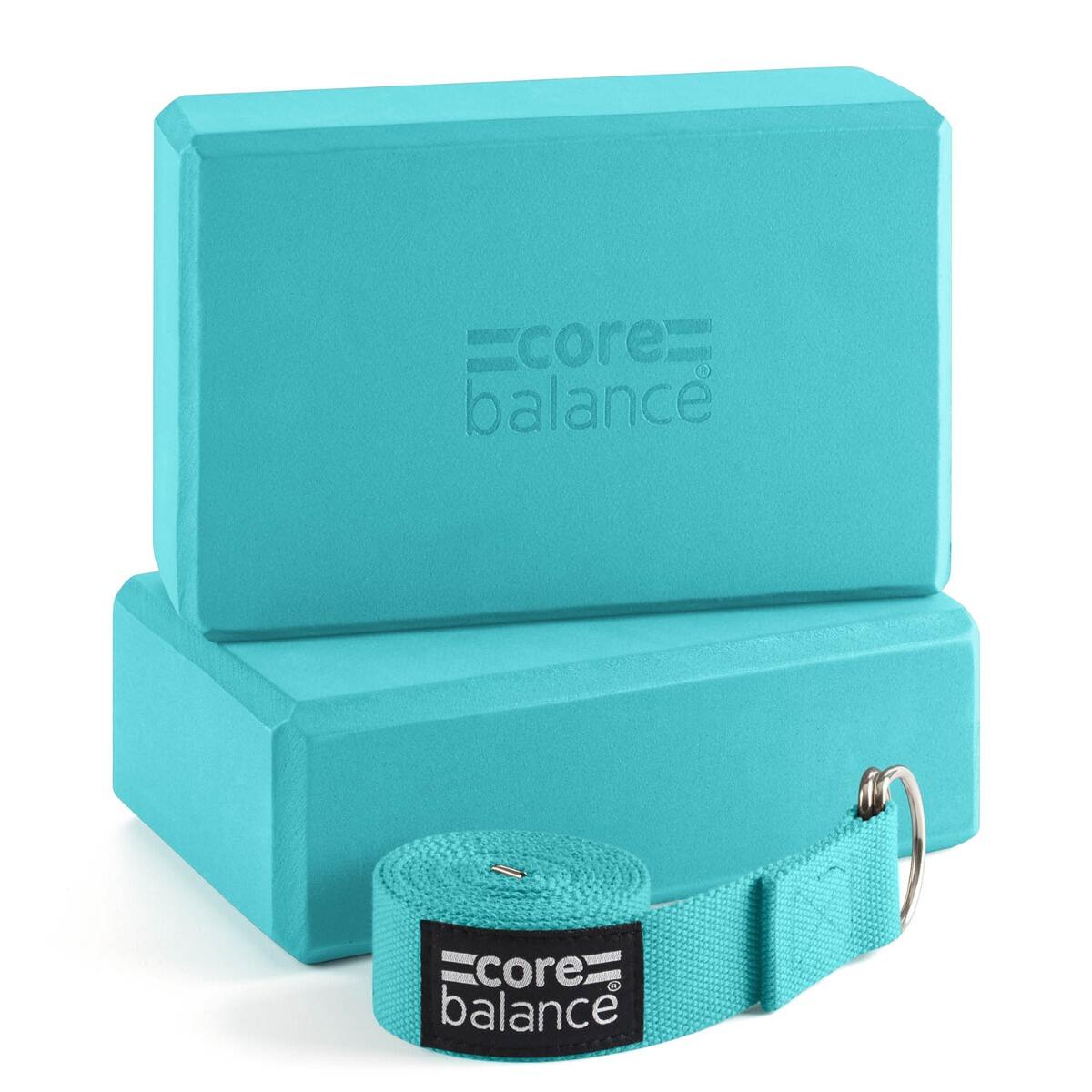 CORE BALANCE Yoga Block Set EVA Foam Brick With D Ring Stretch Strap Belt Core Balance