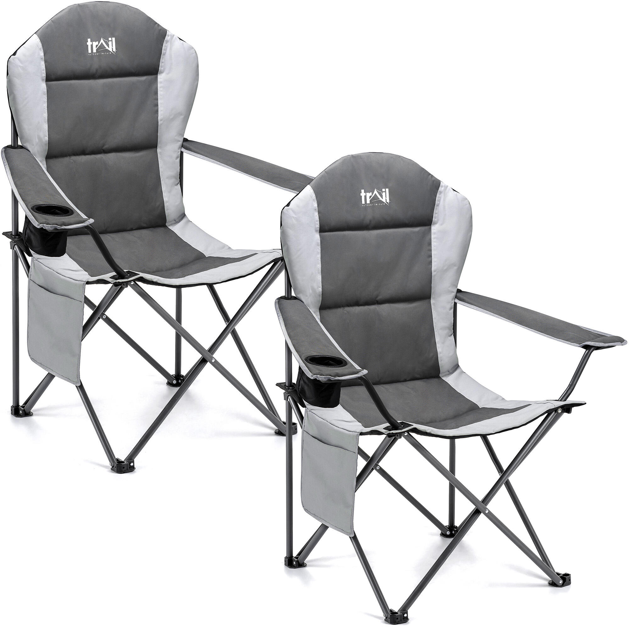 TRAIL OUTDOOR LEISURE Padded Camping Chair High Back Portable Folding Outdoor Seat Trail (Twin Pack)