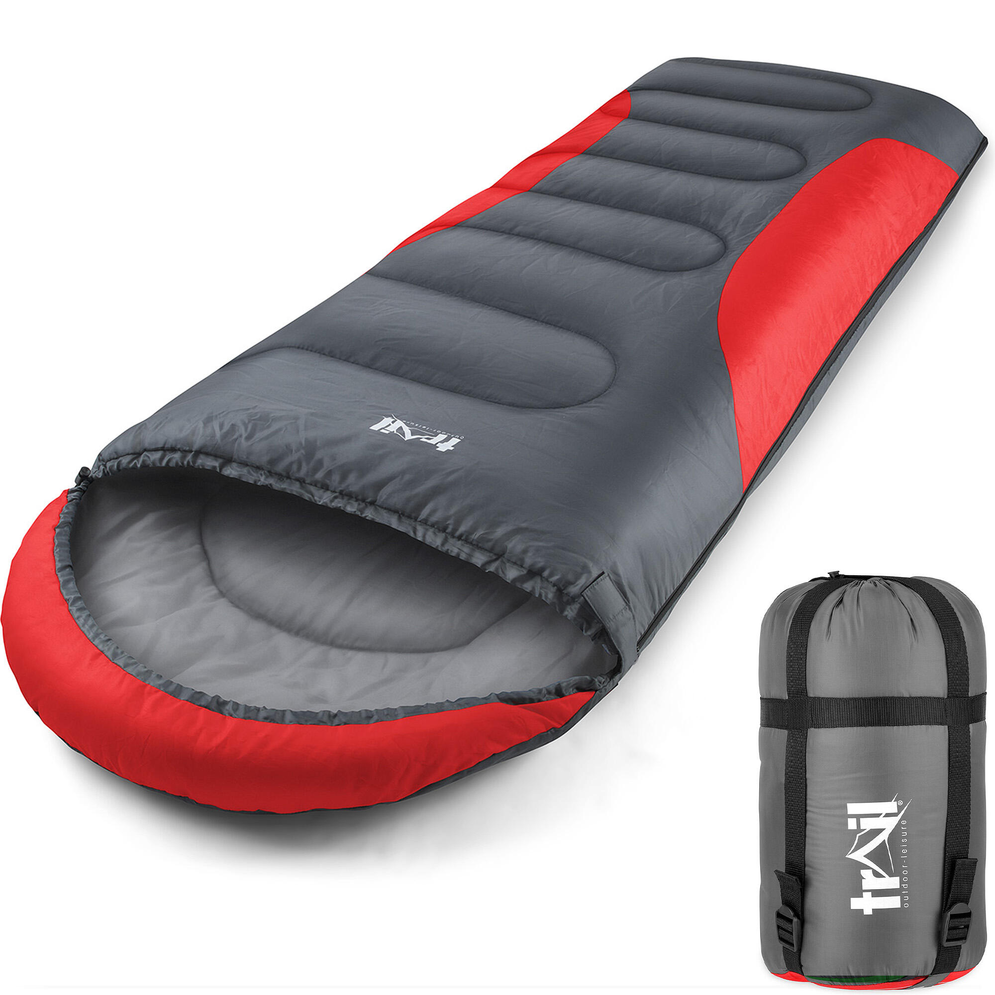 TRAIL OUTDOOR LEISURE Adult Sleeping Bag 3 Season Single Person Warm Hood Carry Bag Trail Alpine 250