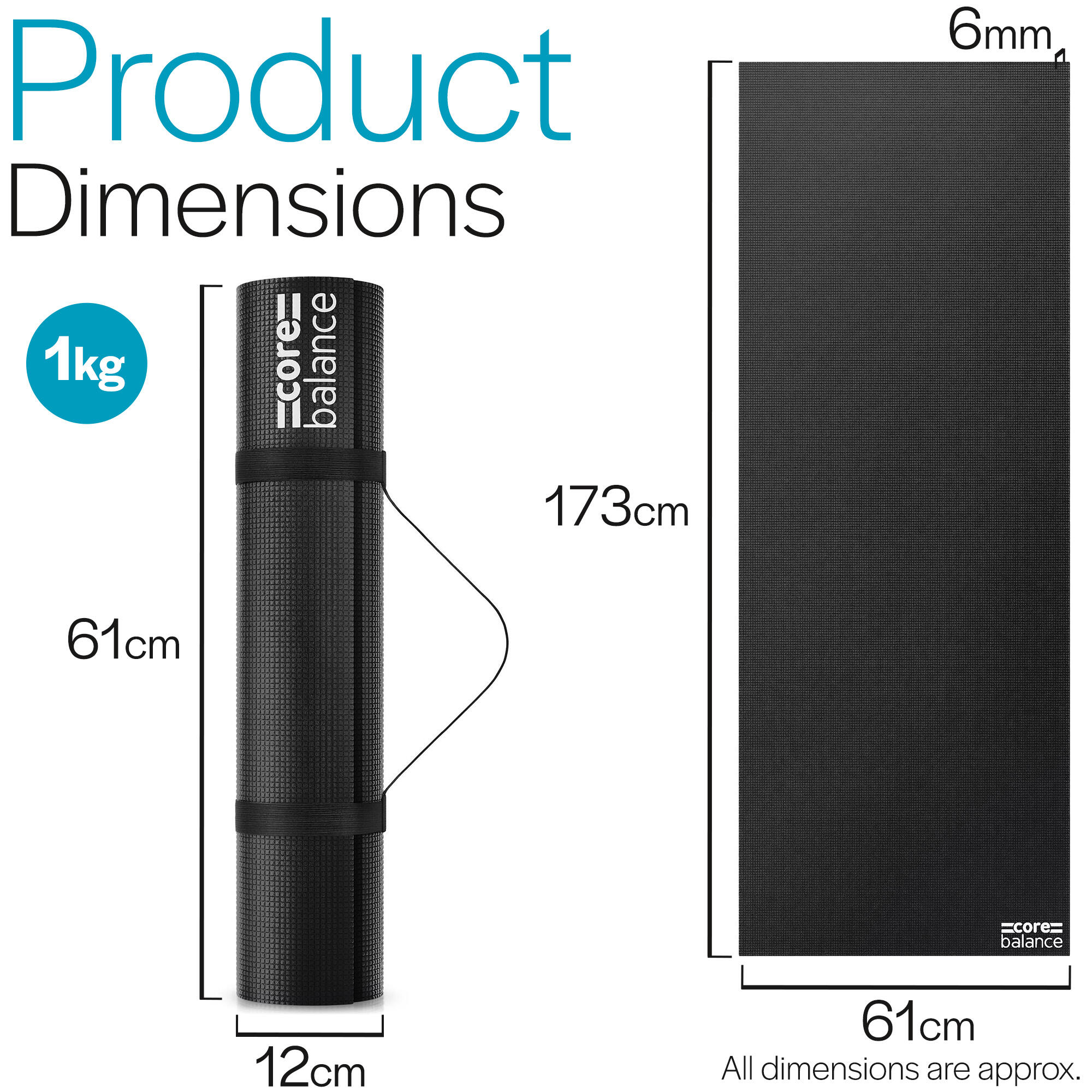 Yoga Exercise Mat Foam 6mm Non Slip Pilates Gym Fitness Roll Up Carry Strap 5/7
