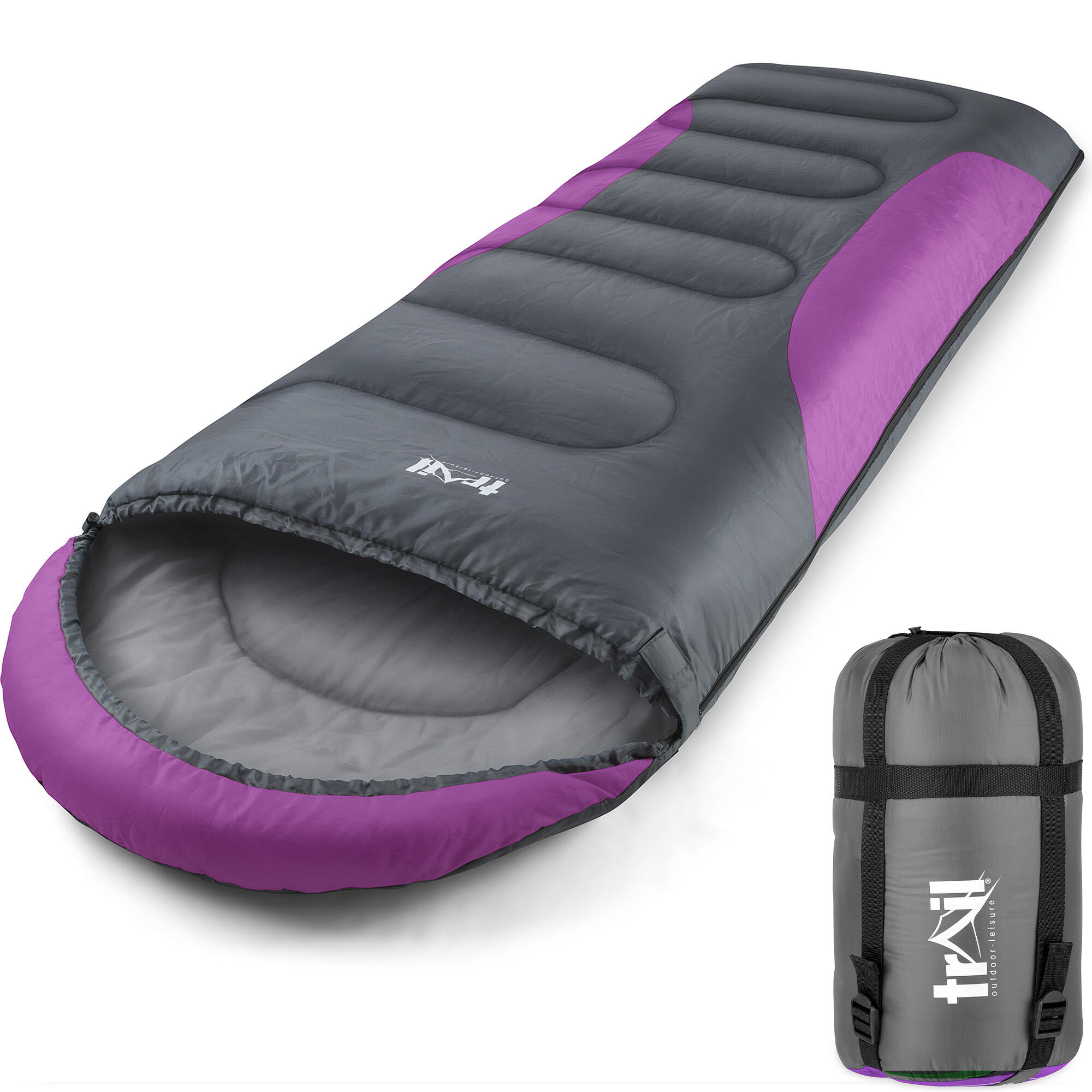 TRAIL OUTDOOR LEISURE Adult Sleeping Bag 3 Season Single Person Warm Hood Carry Bag Trail Alpine 250