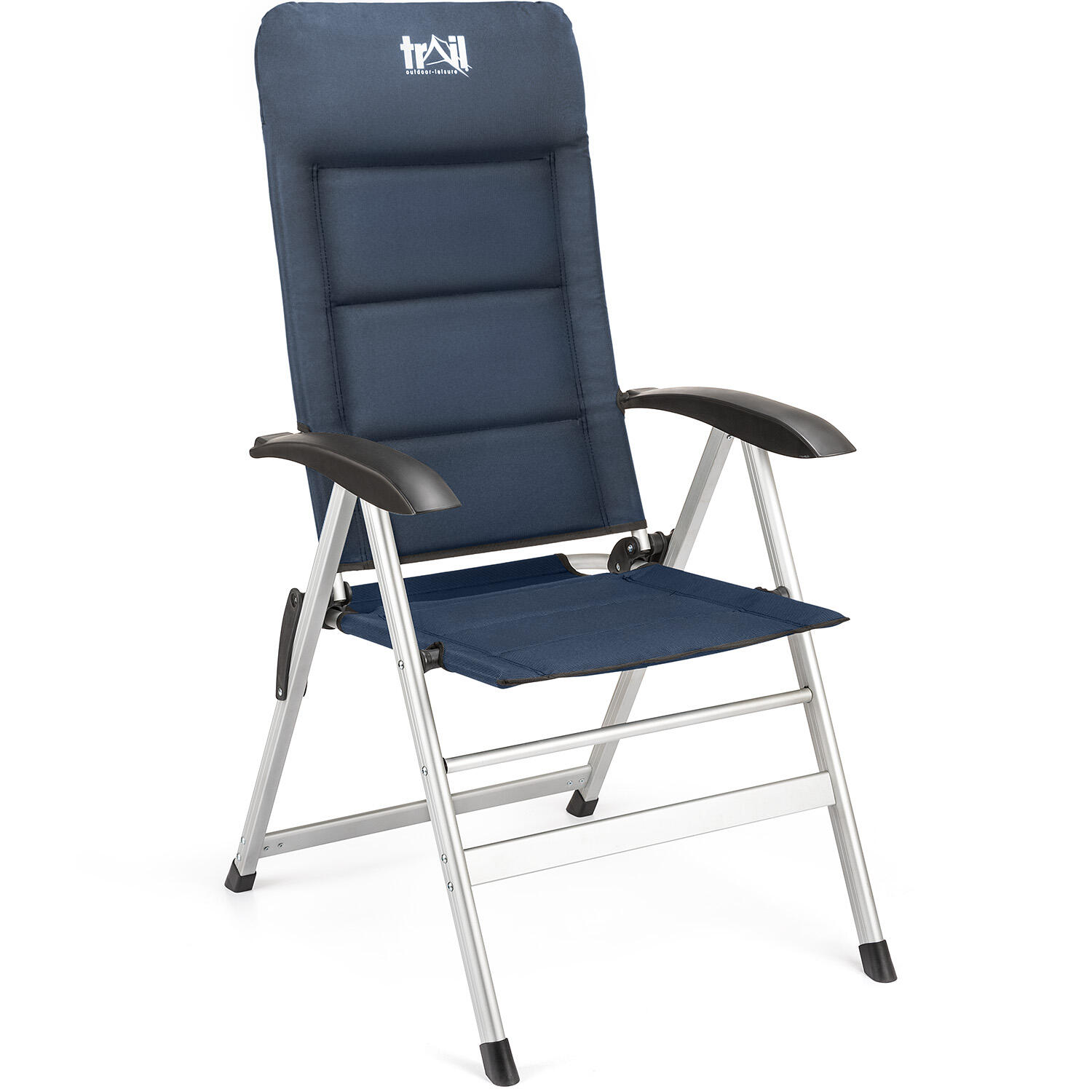 Reclining Camping Chair Folding Aluminium Garden Recliner Sponge Padded Trail 1/7