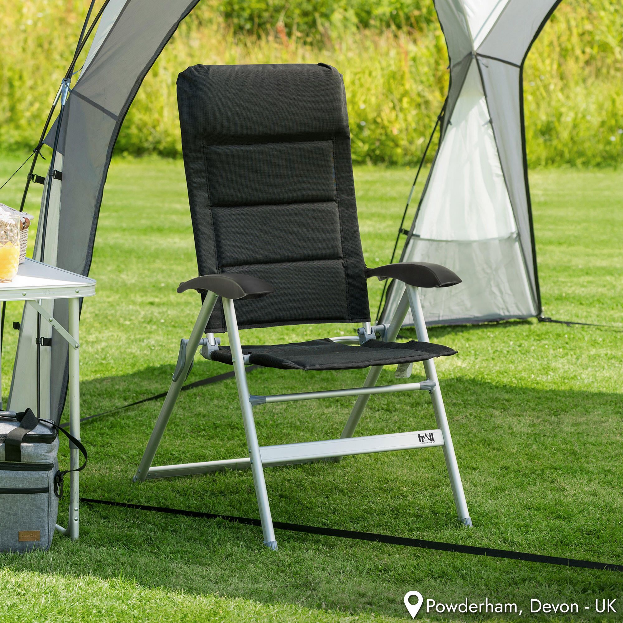 Reclining Camping Chair Folding Aluminium Garden Recliner Luxury Padded Trail 2/7