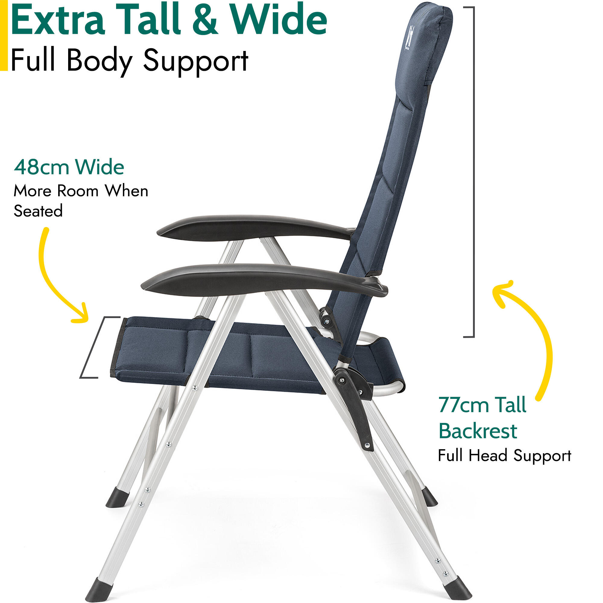 Reclining Camping Chair Folding Aluminium Garden Recliner Sponge Padded Trail 5/7