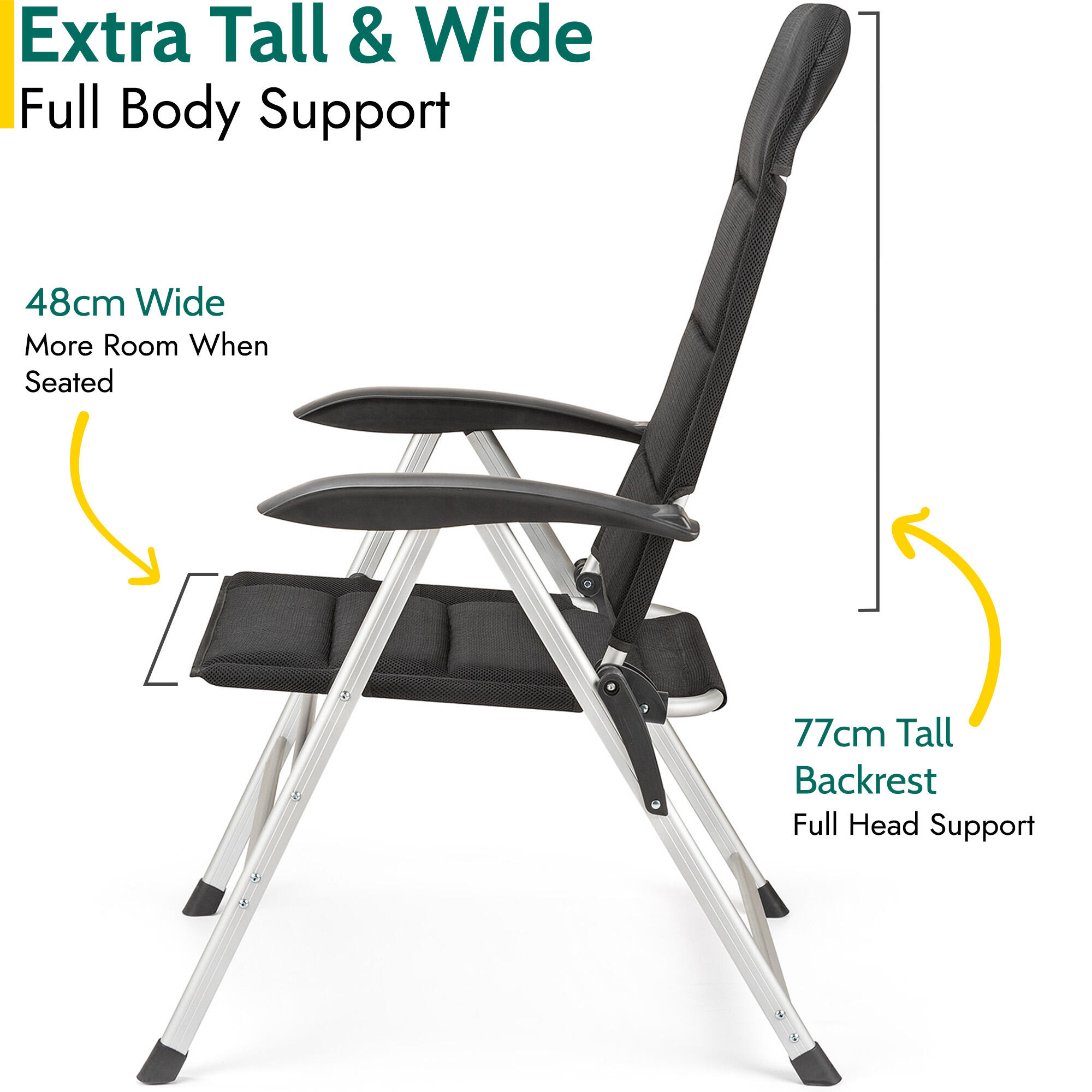 Reclining Camping Chair Folding Aluminium Garden Recliner Luxury Padded Trail 5/7
