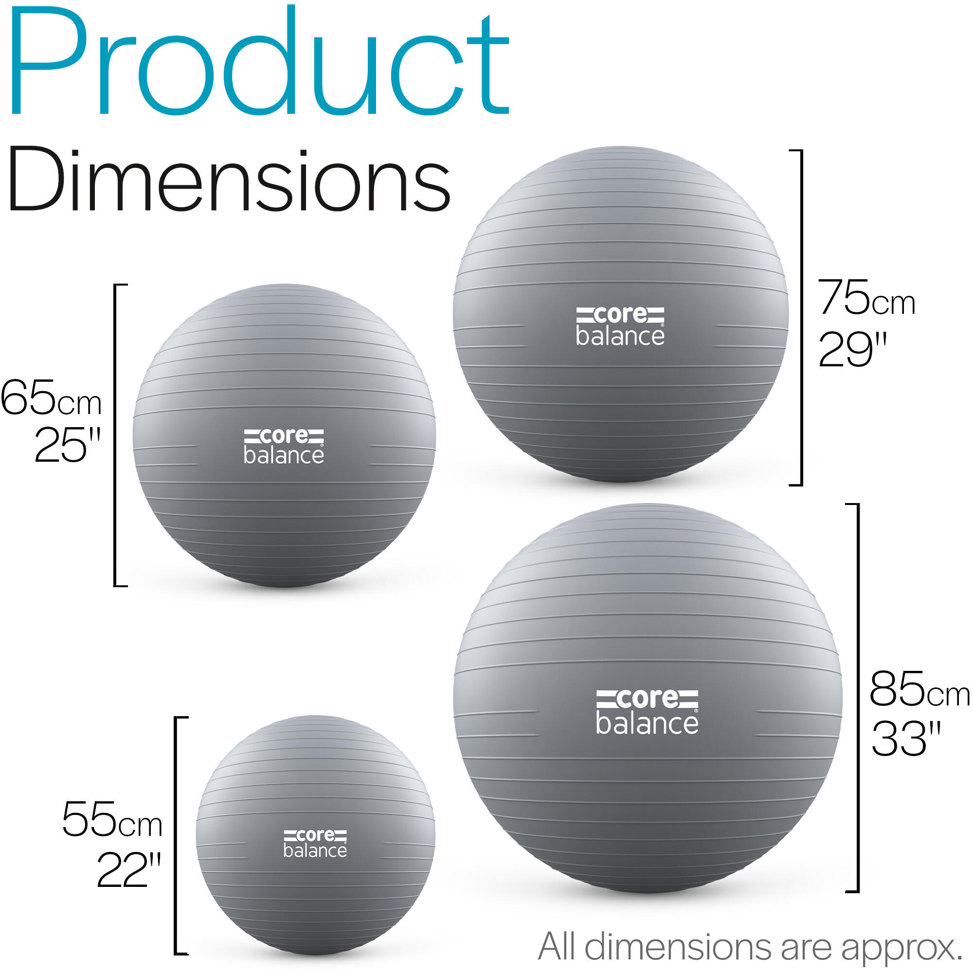 Gym Ball Exercise Fitness Yoga Pregnancy Anti Burst 55cm 65cm 75cm