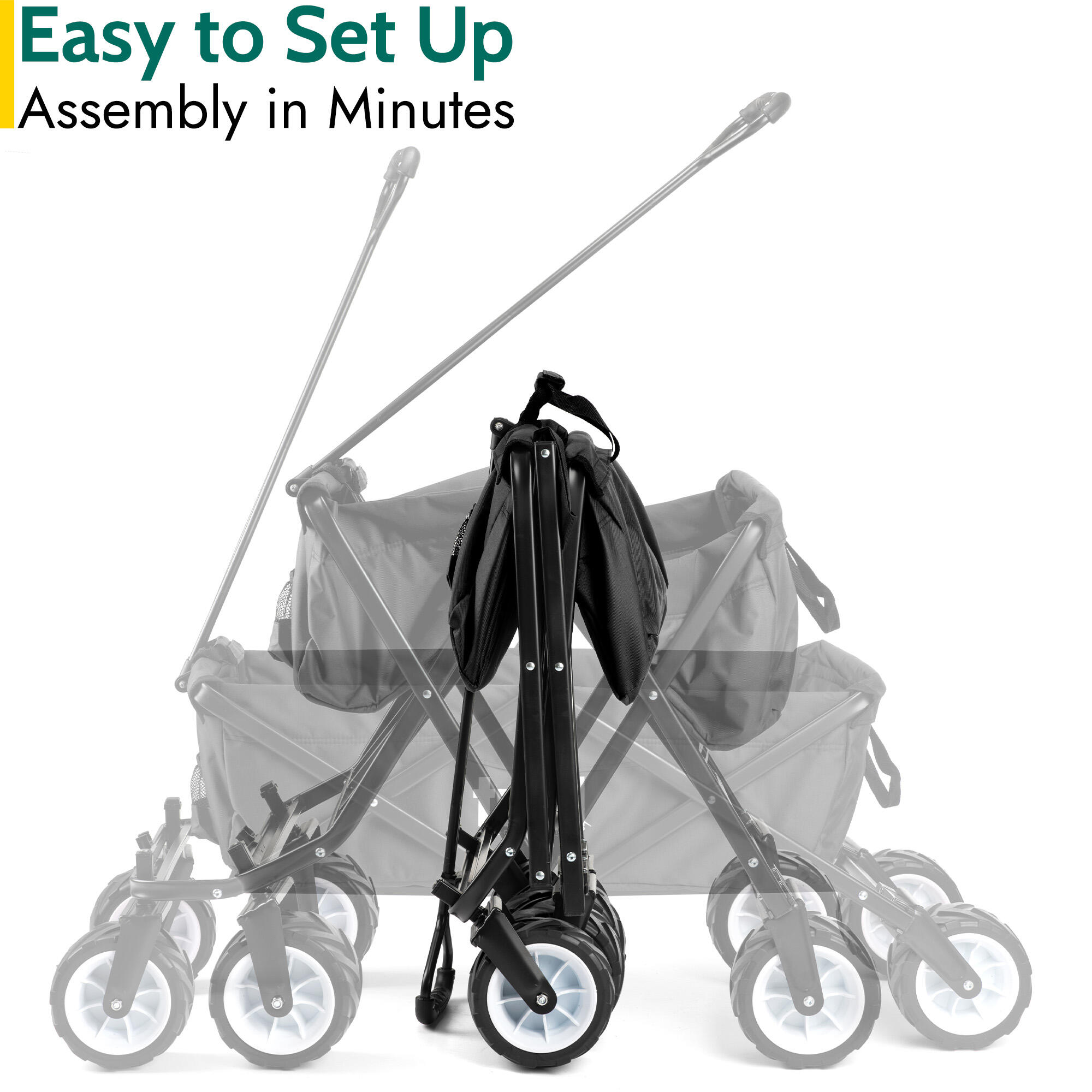 Folding Beach Trolley Camping Cart All Terrain Wheels Festival Garden 60kg Trail 4/7