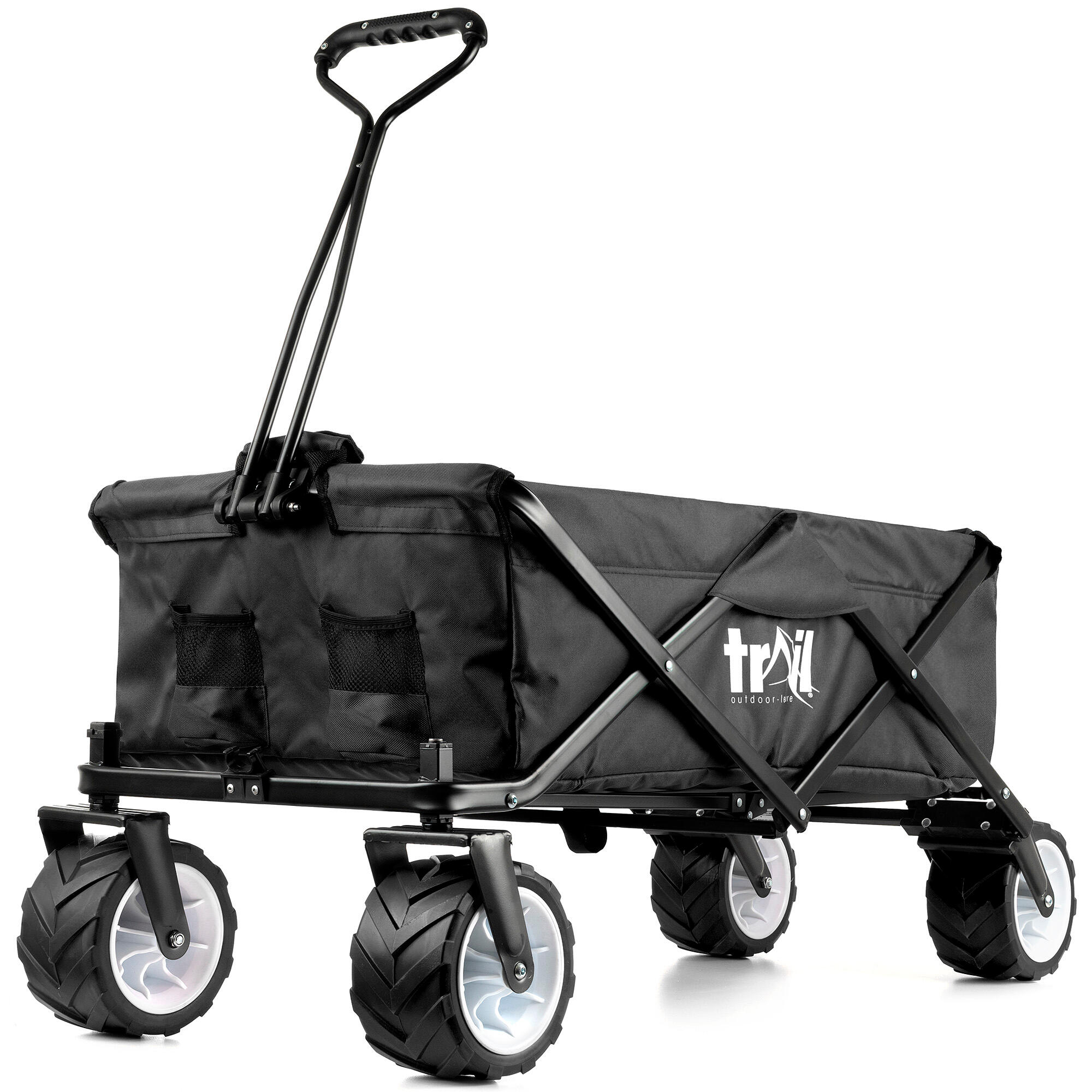 TRAIL OUTDOOR LEISURE Folding Beach Trolley Camping Cart All Terrain Wheels Festival Garden 60kg Trail