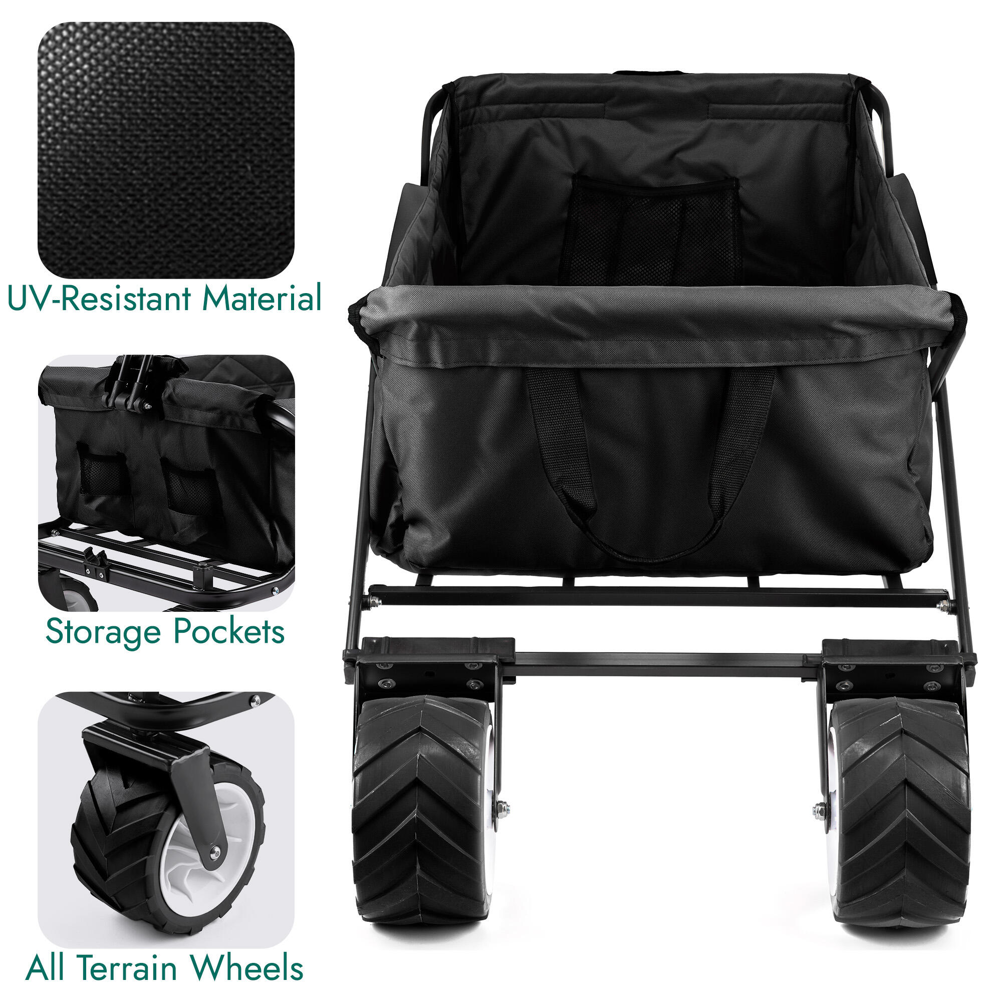 Folding Beach Trolley Camping Cart All Terrain Wheels Festival Garden 60kg Trail 3/7