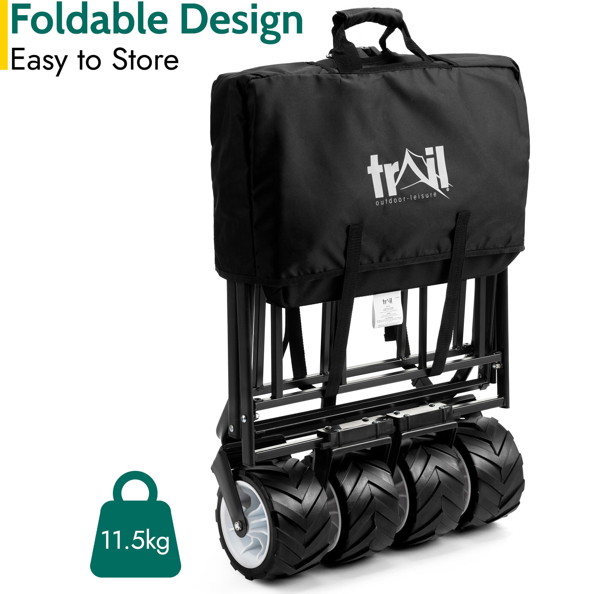 Folding Beach Trolley Camping Cart All Terrain Wheels Festival Garden 60kg Trail 5/7