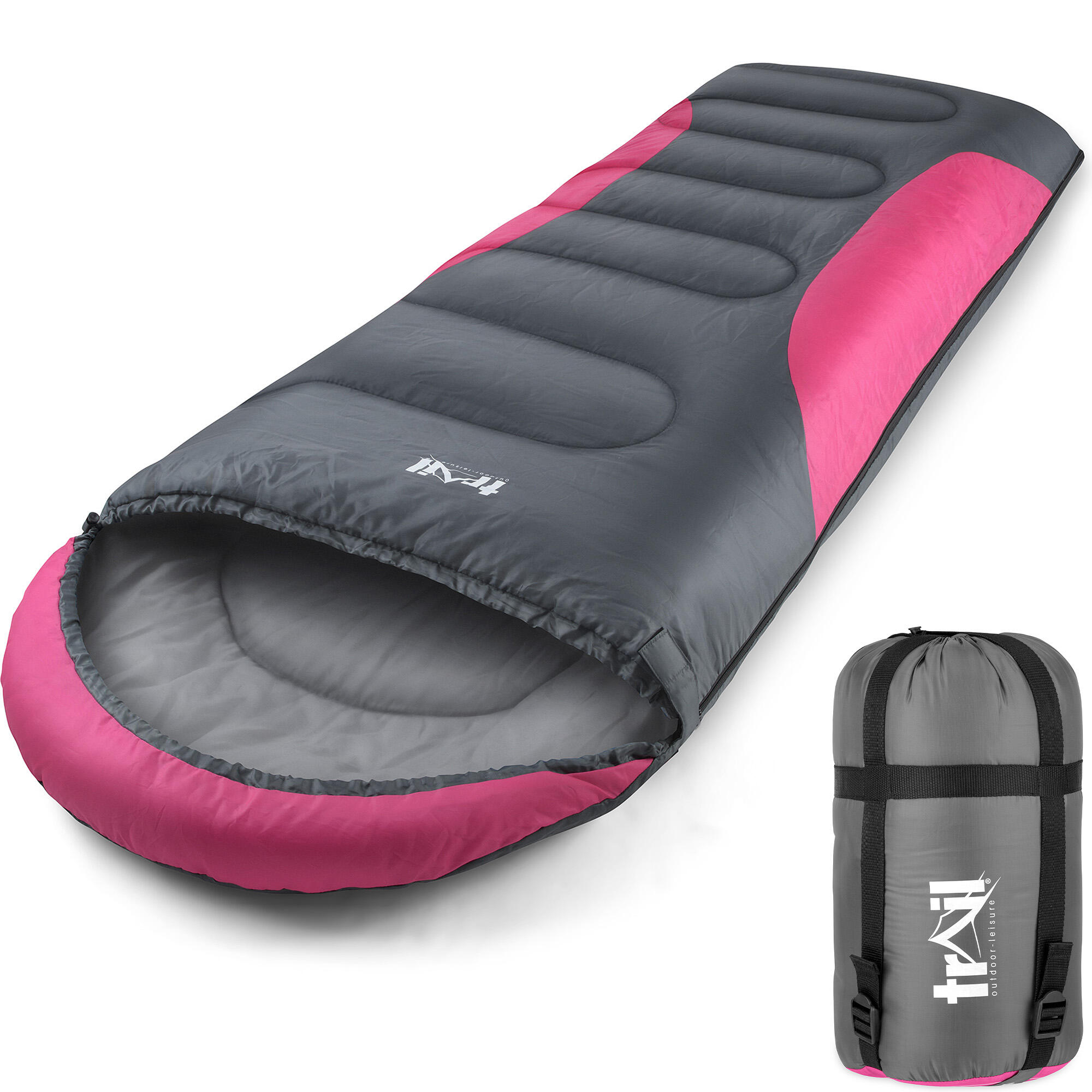 TRAIL OUTDOOR LEISURE Adult Sleeping Bag 3 Season Single Person Warm Hood Carry Bag Trail Alpine 250
