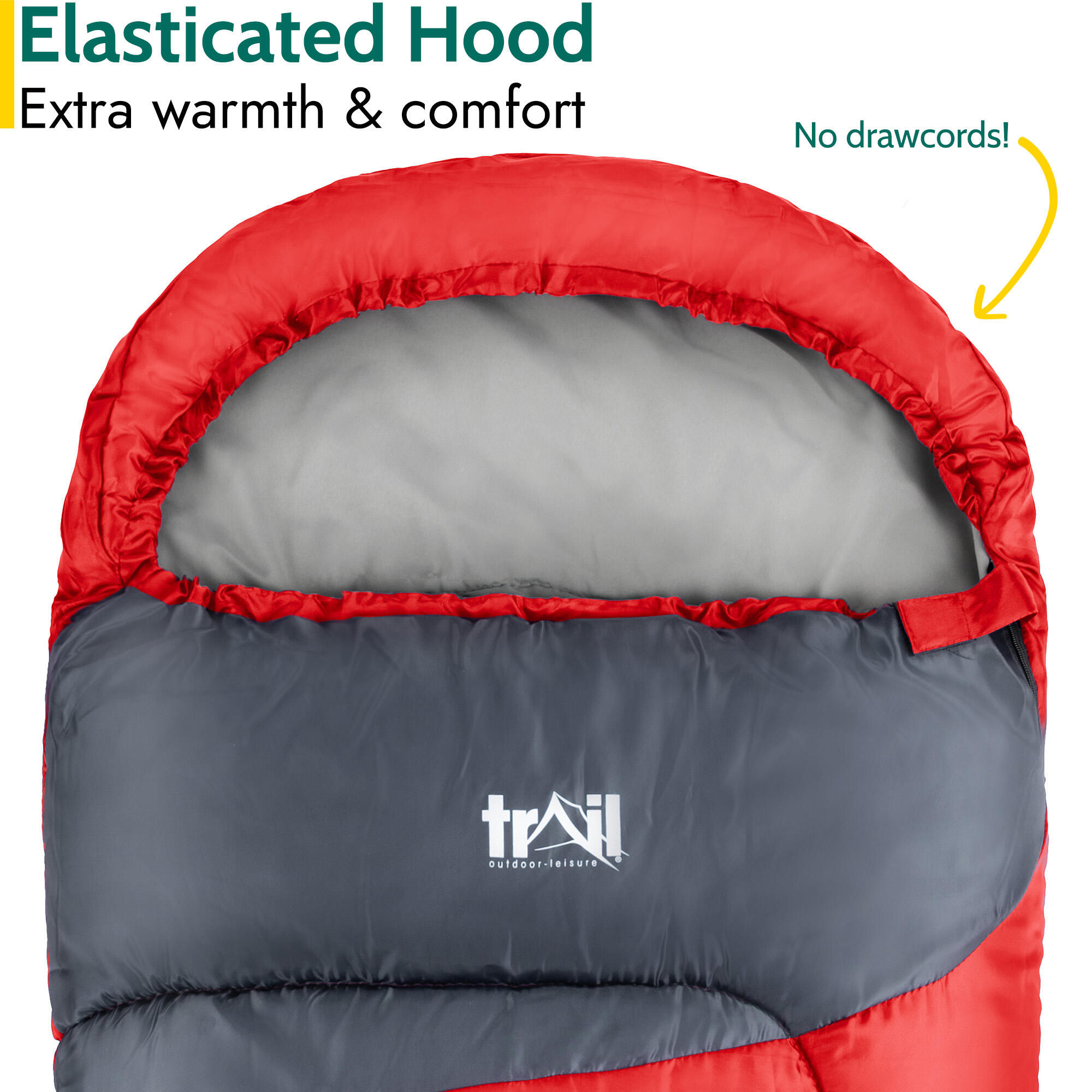 Trail Kids Sleeping Bag Mummy Hooded 3 Season Soft Warm 2 Way Zip Boys Girls 4/7