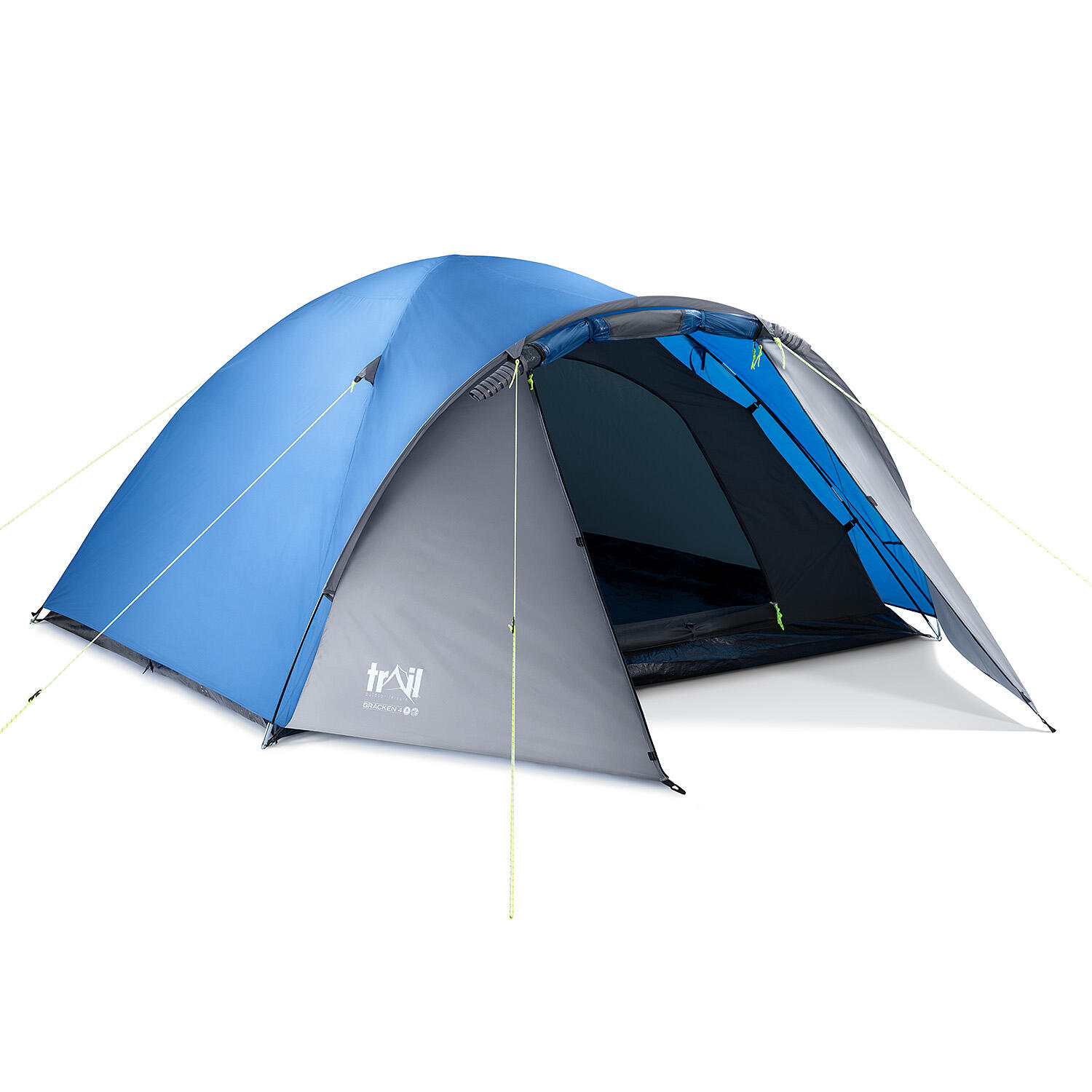 TRAIL OUTDOOR LEISURE Bracken 4 Man Tent With Porch Waterproof at 3000mm HH Camping Festival Trail