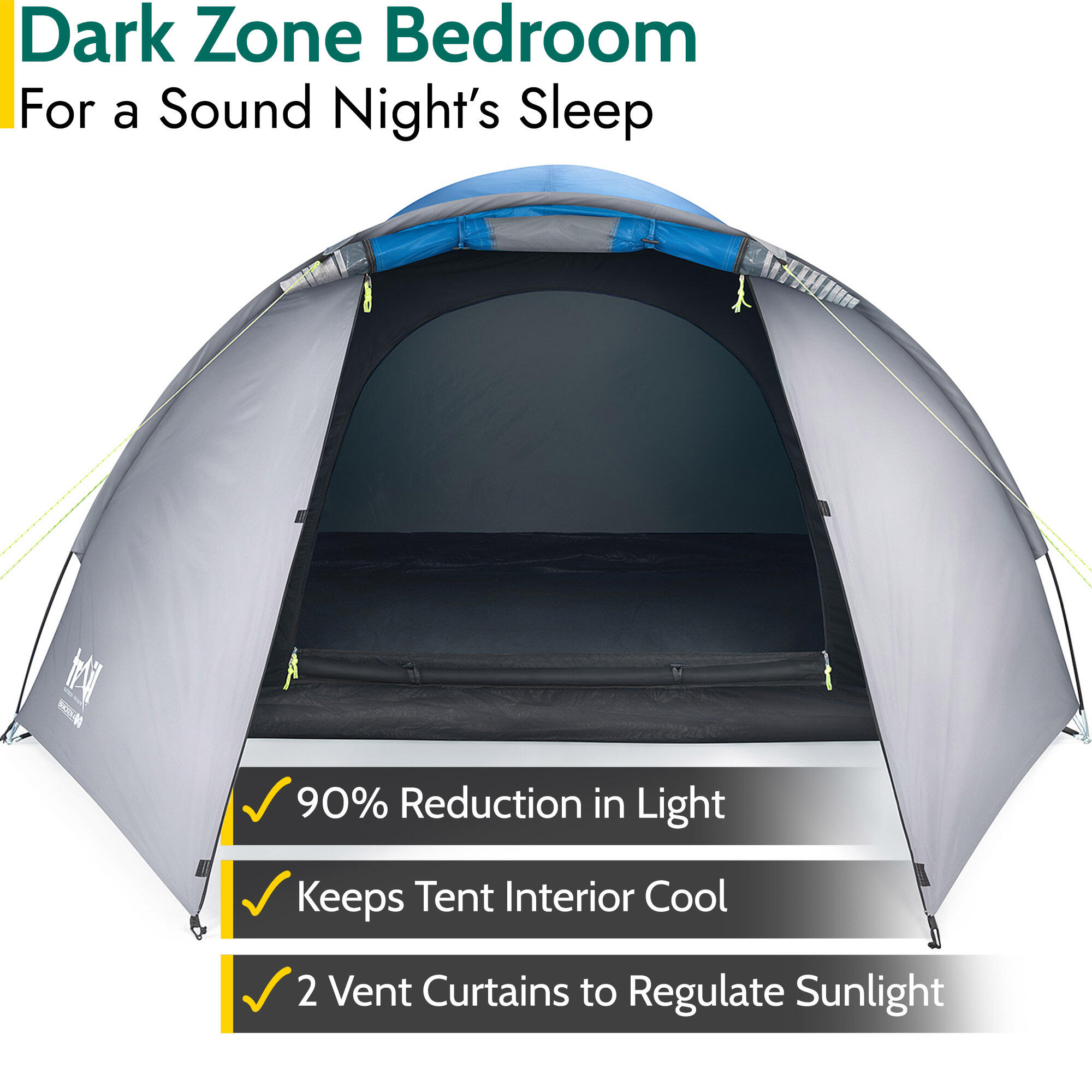 Bracken 4 Man Tent With Porch Waterproof at 3000mm HH Camping Festival Trail 2/7