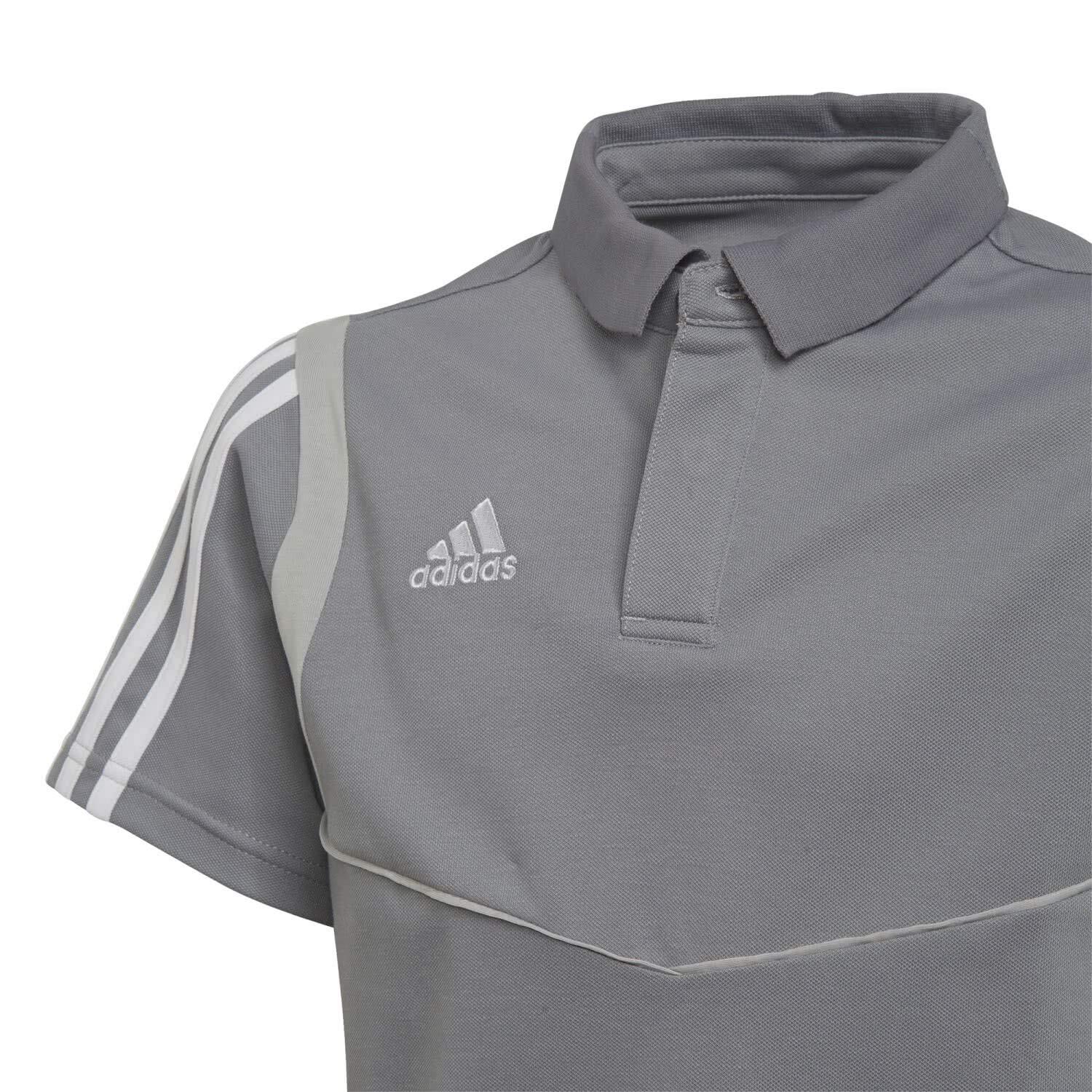 Polo Unisex Bambini Adidas Tiro 19 - Grigia e Bianca, Taglia 152 2/4