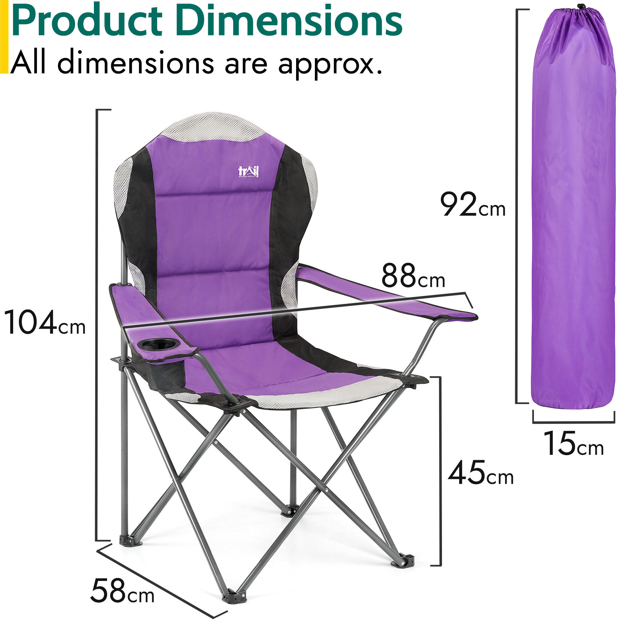 Folding Camping Chair Deluxe Padded High Back Portable Garden Fishing Trail 7/7
