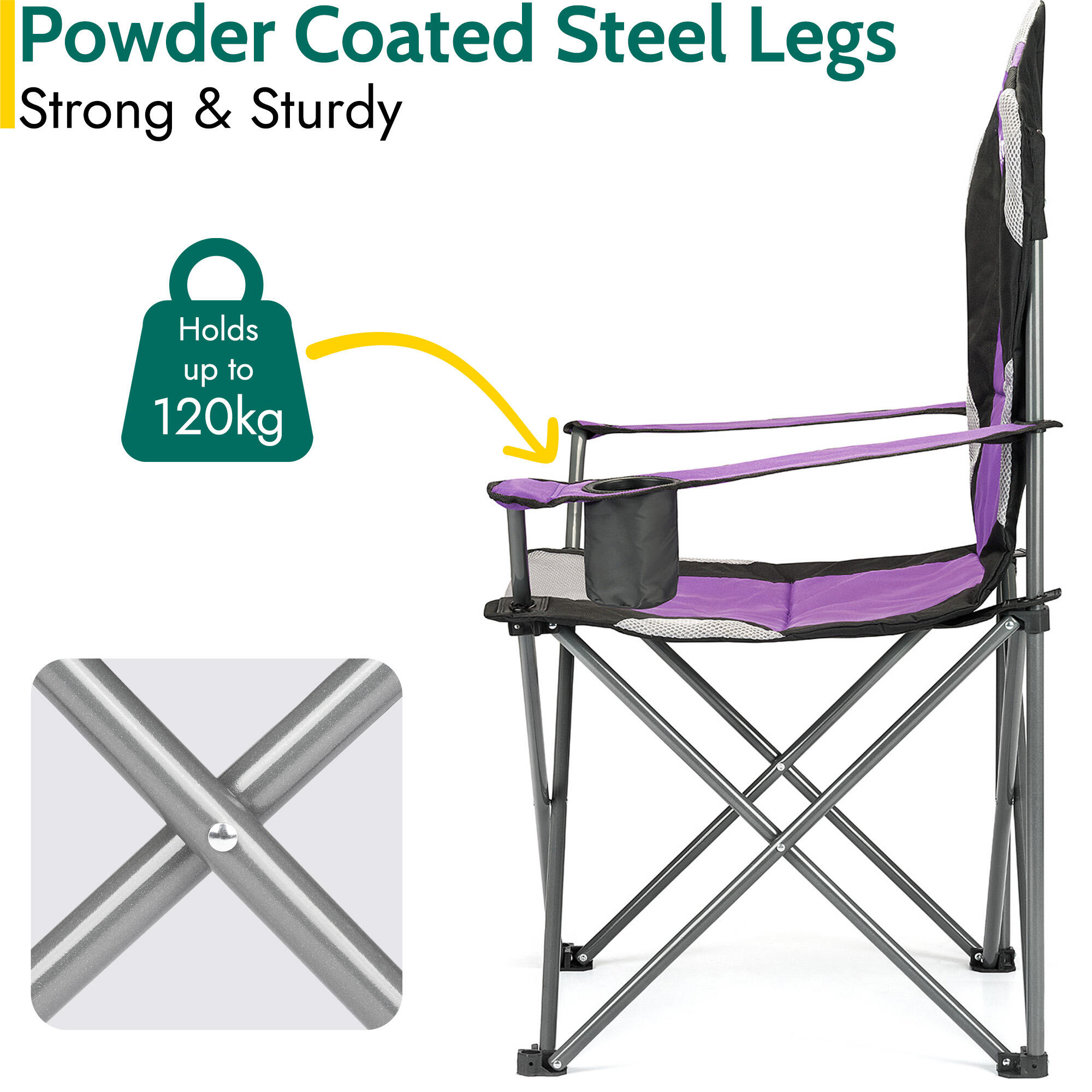 Folding Camping Chair Deluxe Padded High Back Portable Garden Fishing Trail 3/7