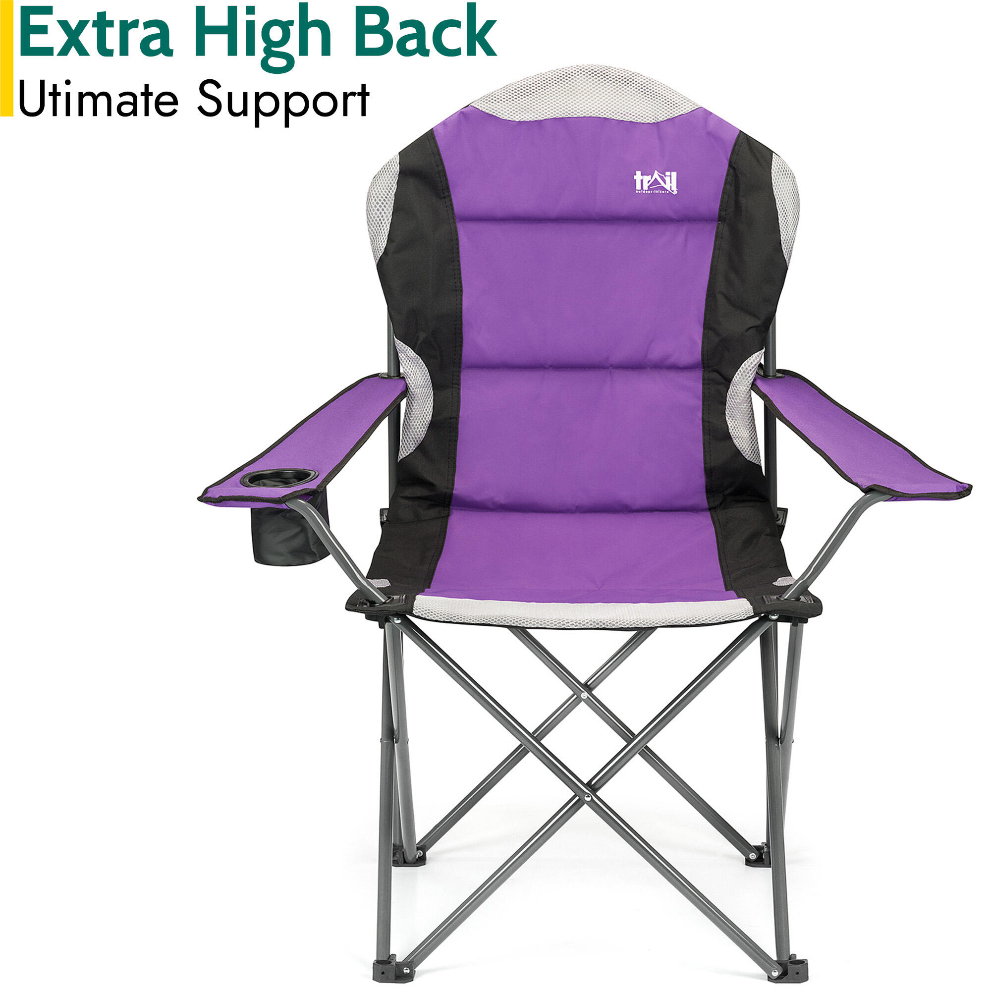 Folding Camping Chair Deluxe Padded High Back Portable Garden Fishing Trail 5/7