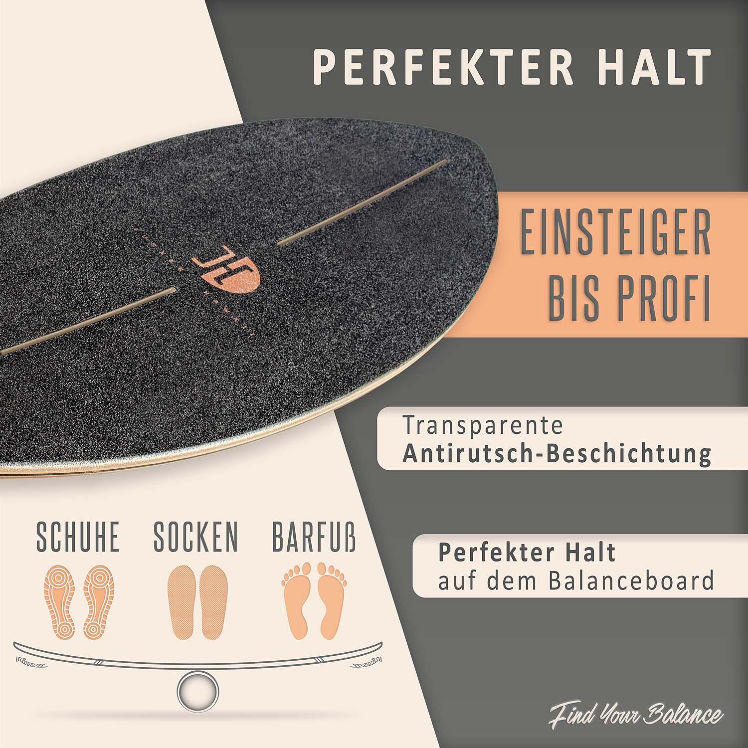Balanceboard OCEAN ROCKER Black XL Set | Korkrolle + Korkmatte + Plank Ball 3/7