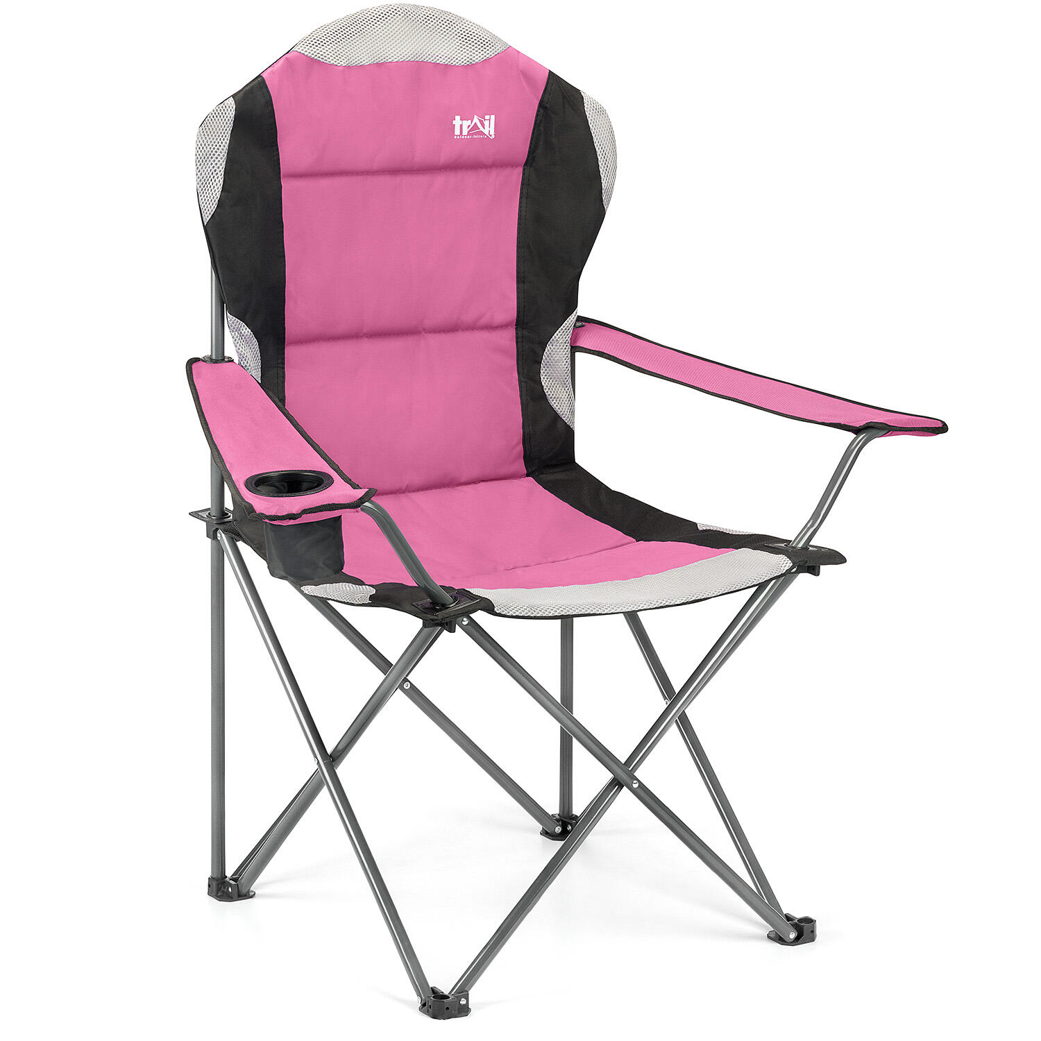 TRAIL OUTDOOR LEISURE Folding Camping Chair Deluxe Padded High Back Portable Garden Fishing Trail