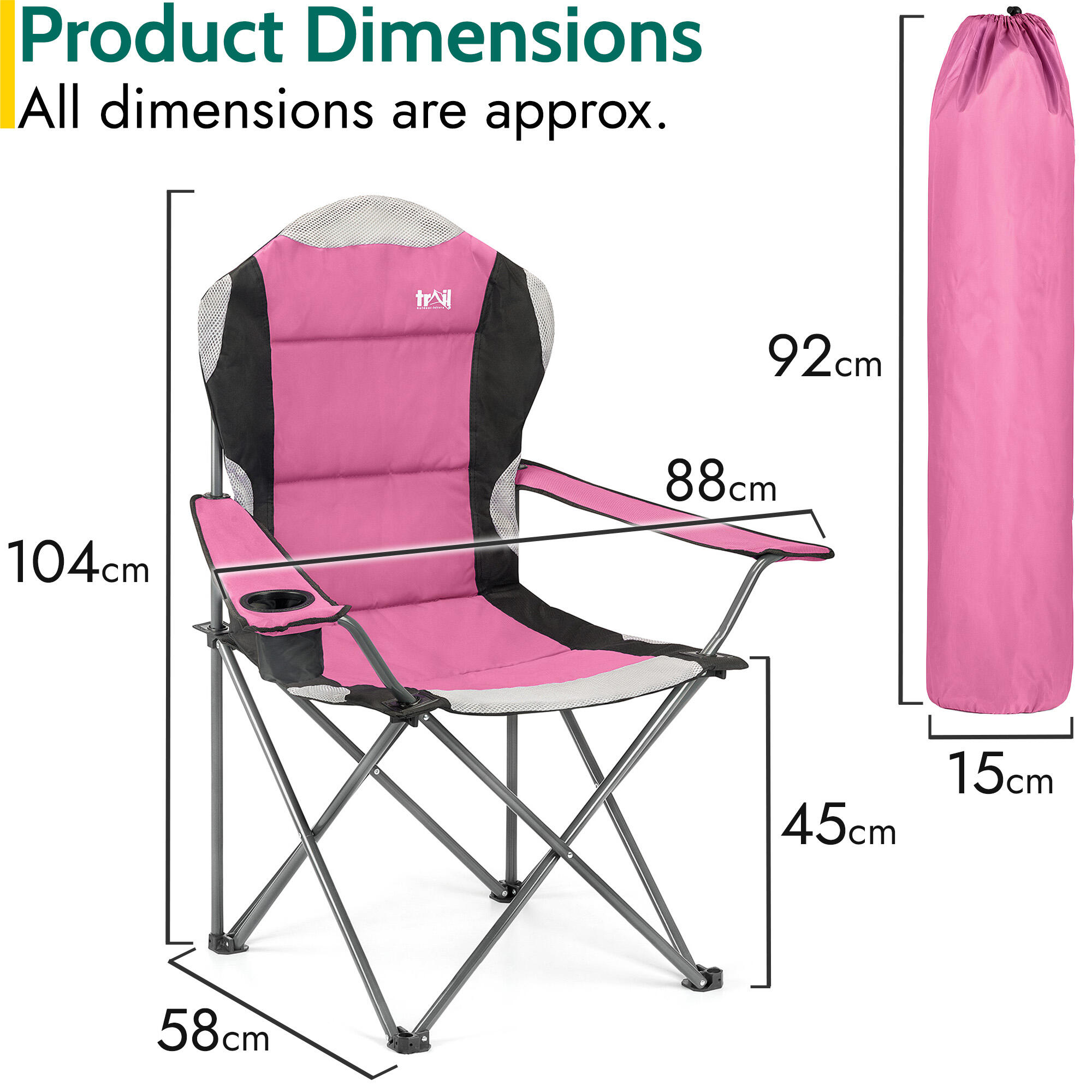 Folding Camping Chair Deluxe Padded High Back Portable Garden Fishing Trail 7/7
