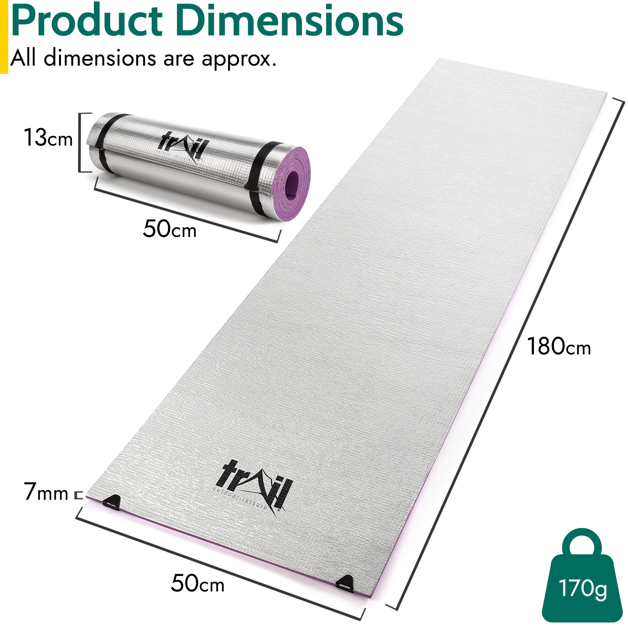 Foil Camping Mat 7mm Thick Aluminium Sleeping Roll Pad Waterproof