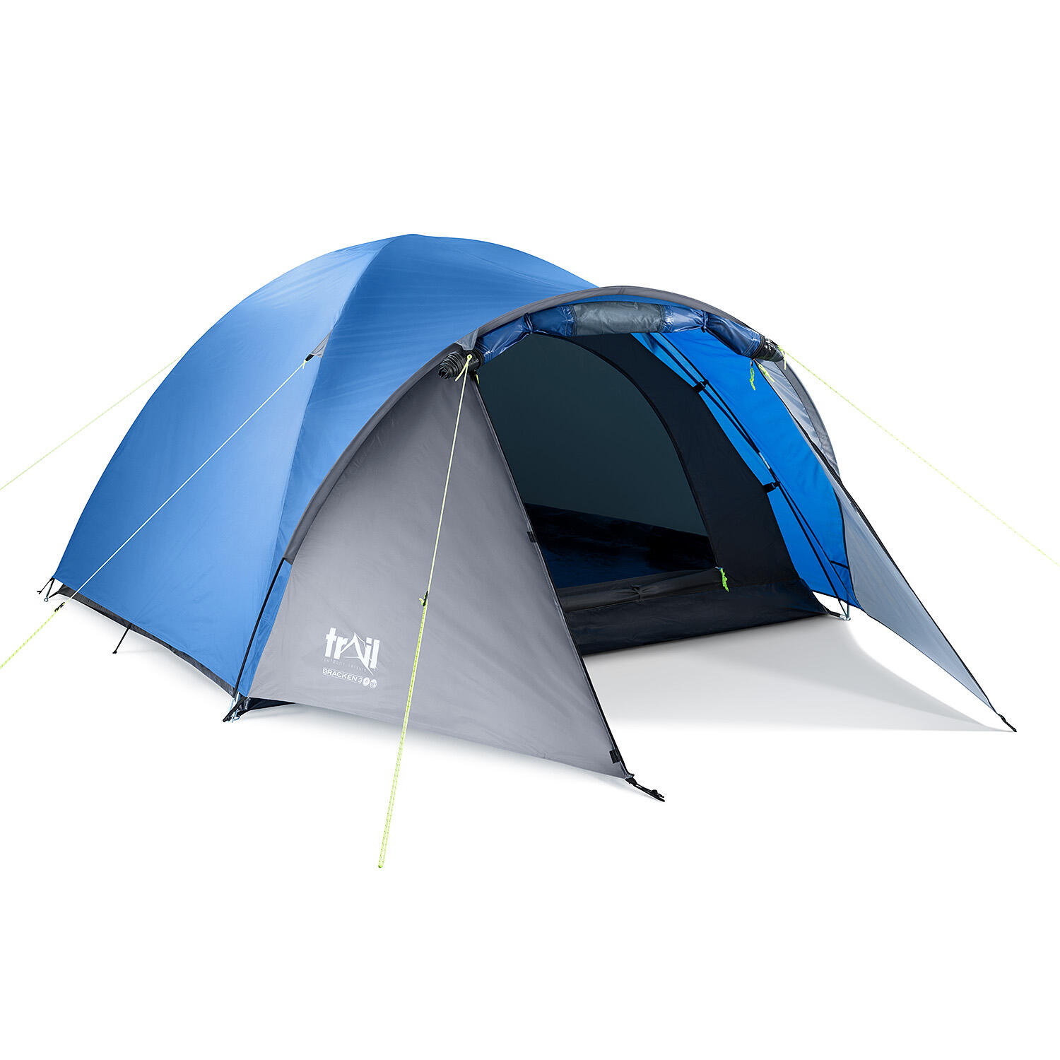 TRAIL OUTDOOR LEISURE Bracken 3 Man Tent With Porch Waterproof at 3000mm HH Camping Festival Trail