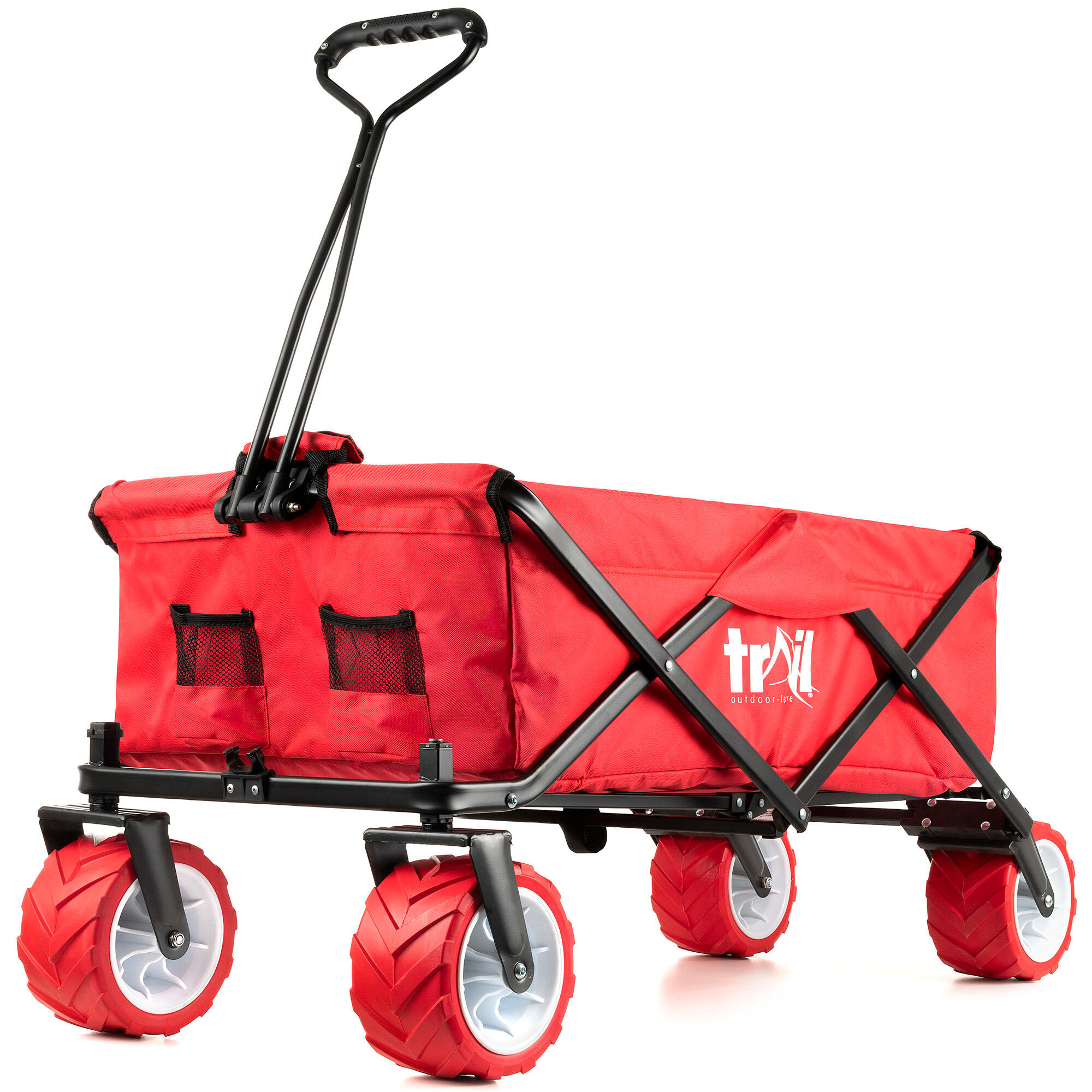 TRAIL OUTDOOR LEISURE Folding Beach Trolley Camping Cart All Terrain Wheels Festival Garden 60kg Trail
