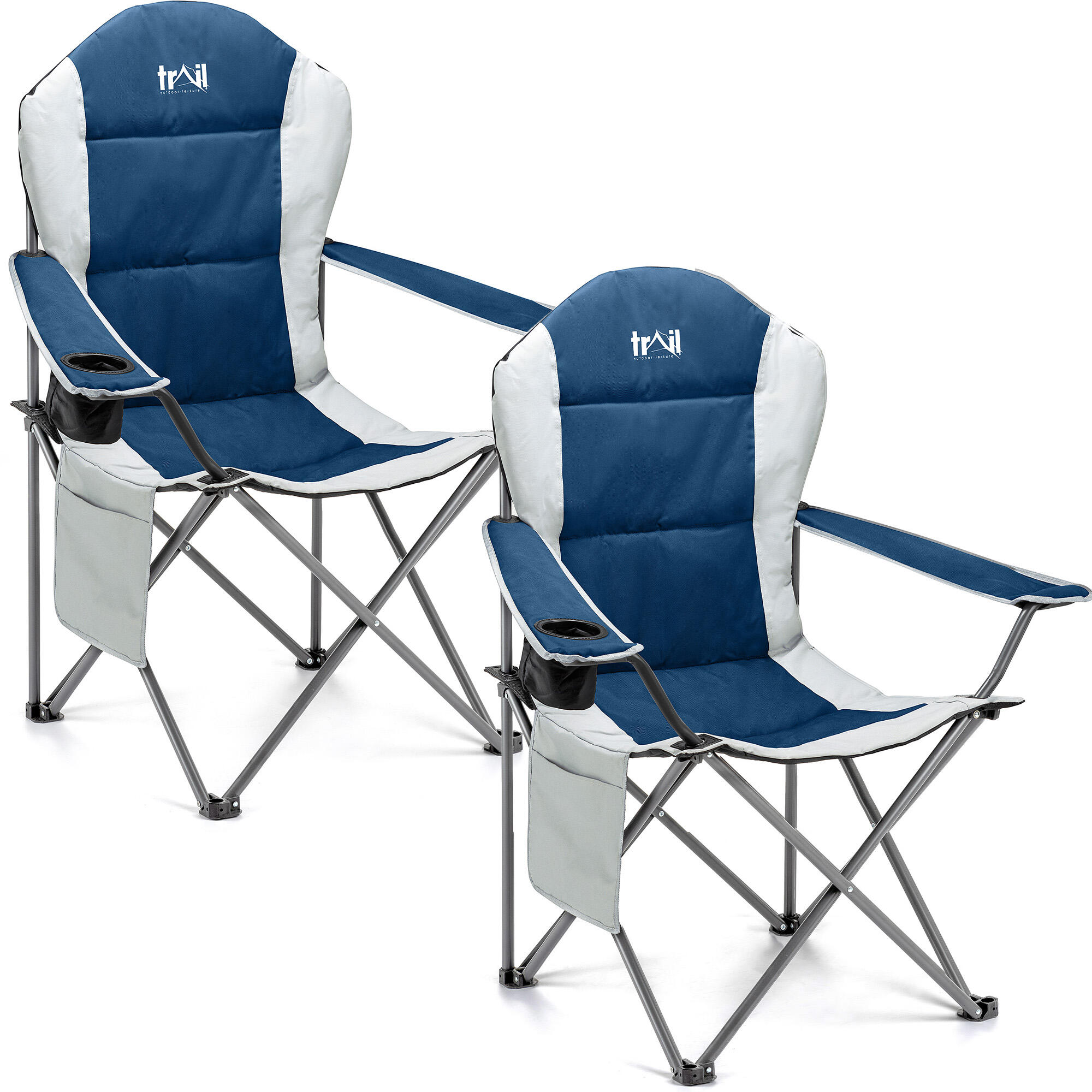 TRAIL OUTDOOR LEISURE Padded Camping Chair High Back Portable Folding Outdoor Seat Trail (Twin Pack)