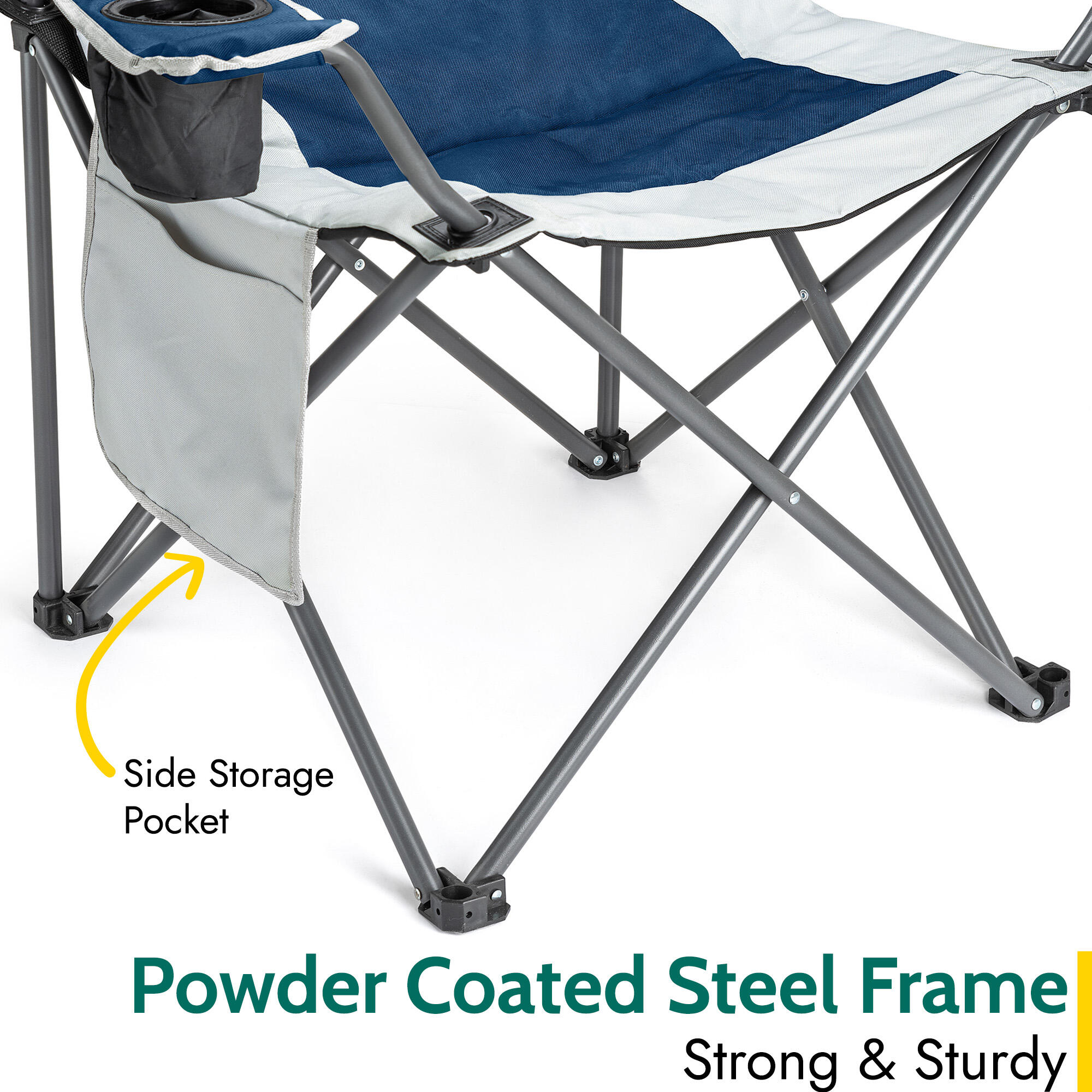Padded Camping Chair High Back Portable Folding Outdoor Seat Trail (Twin Pack) 3/7