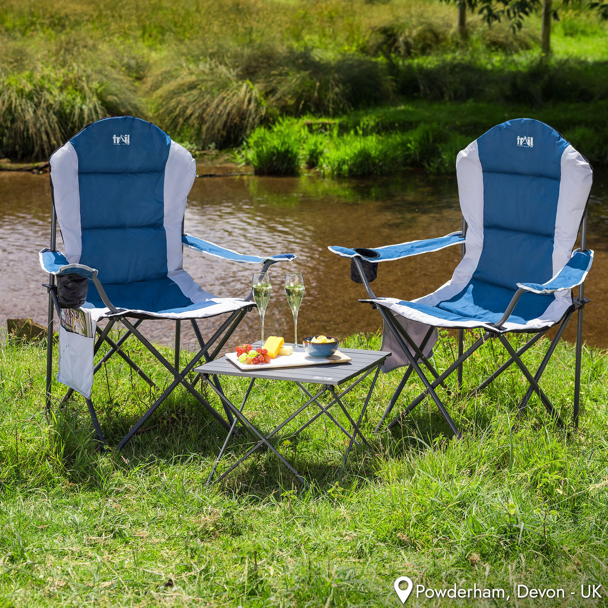 Padded Camping Chair High Back Portable Folding Outdoor Seat Trail (Twin Pack) 2/7
