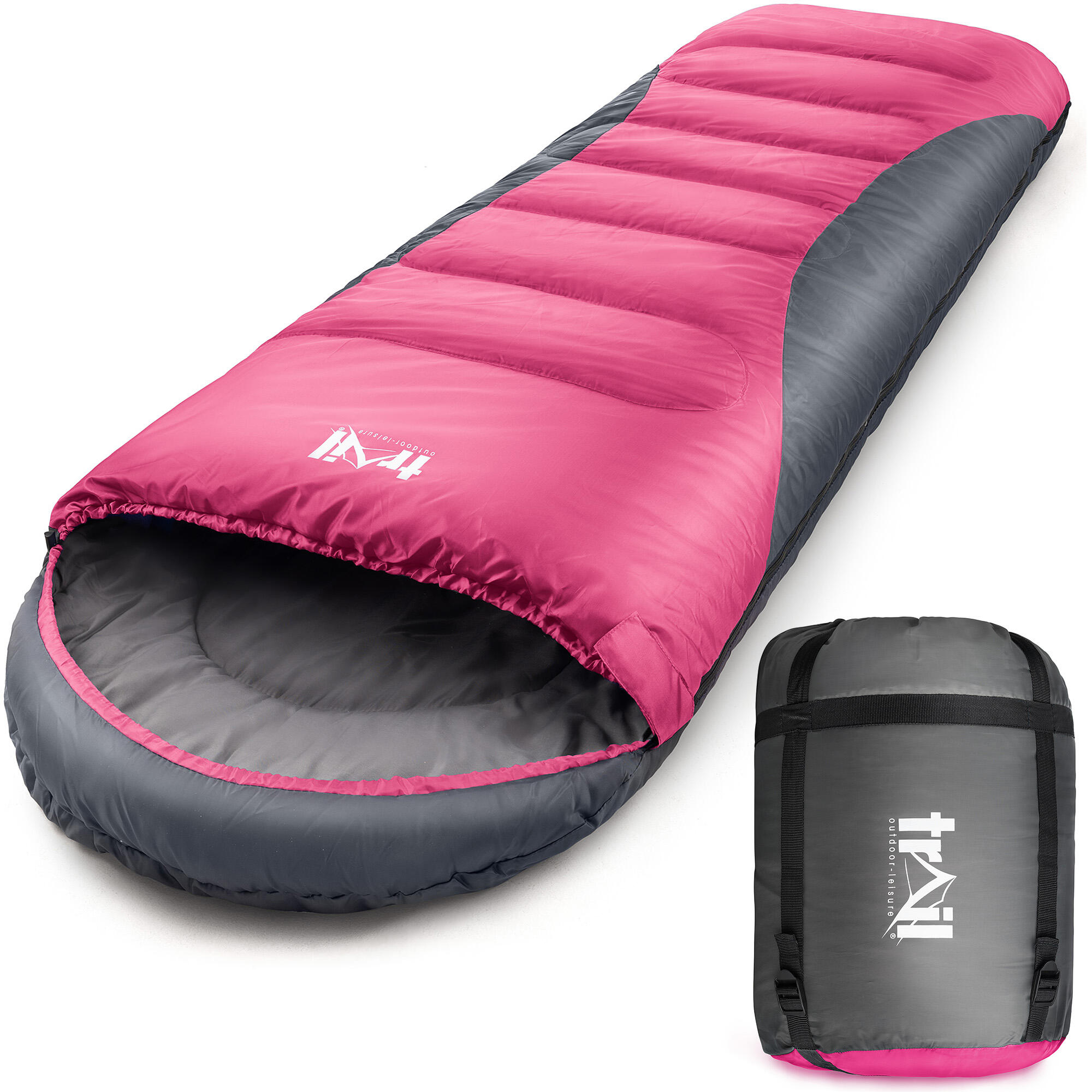 TRAIL OUTDOOR LEISURE Trail Alpine 400 Hooded Envelope Sleeping Bag 3 4 Season Camping Carry Bag