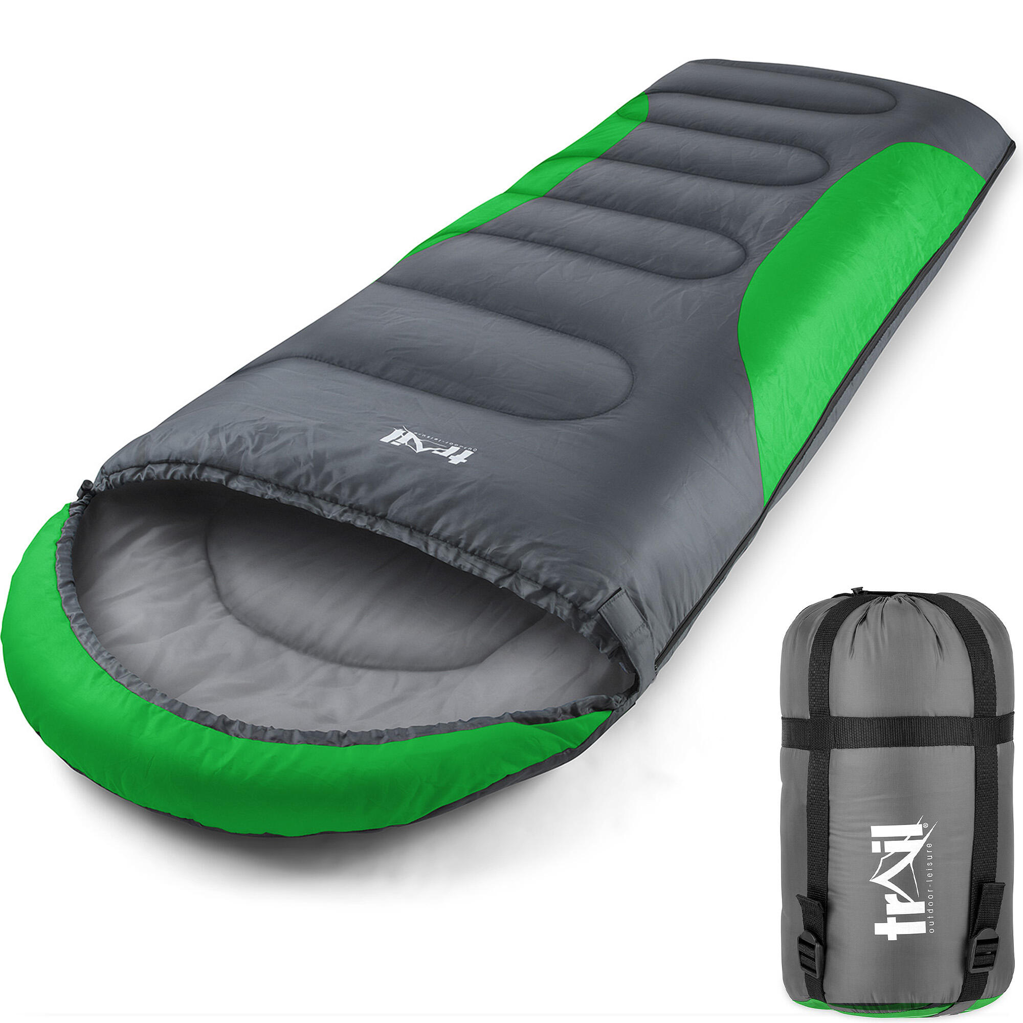 TRAIL OUTDOOR LEISURE Adult Sleeping Bag 3 Season Single Person Warm Hood Carry Bag Trail Alpine 250