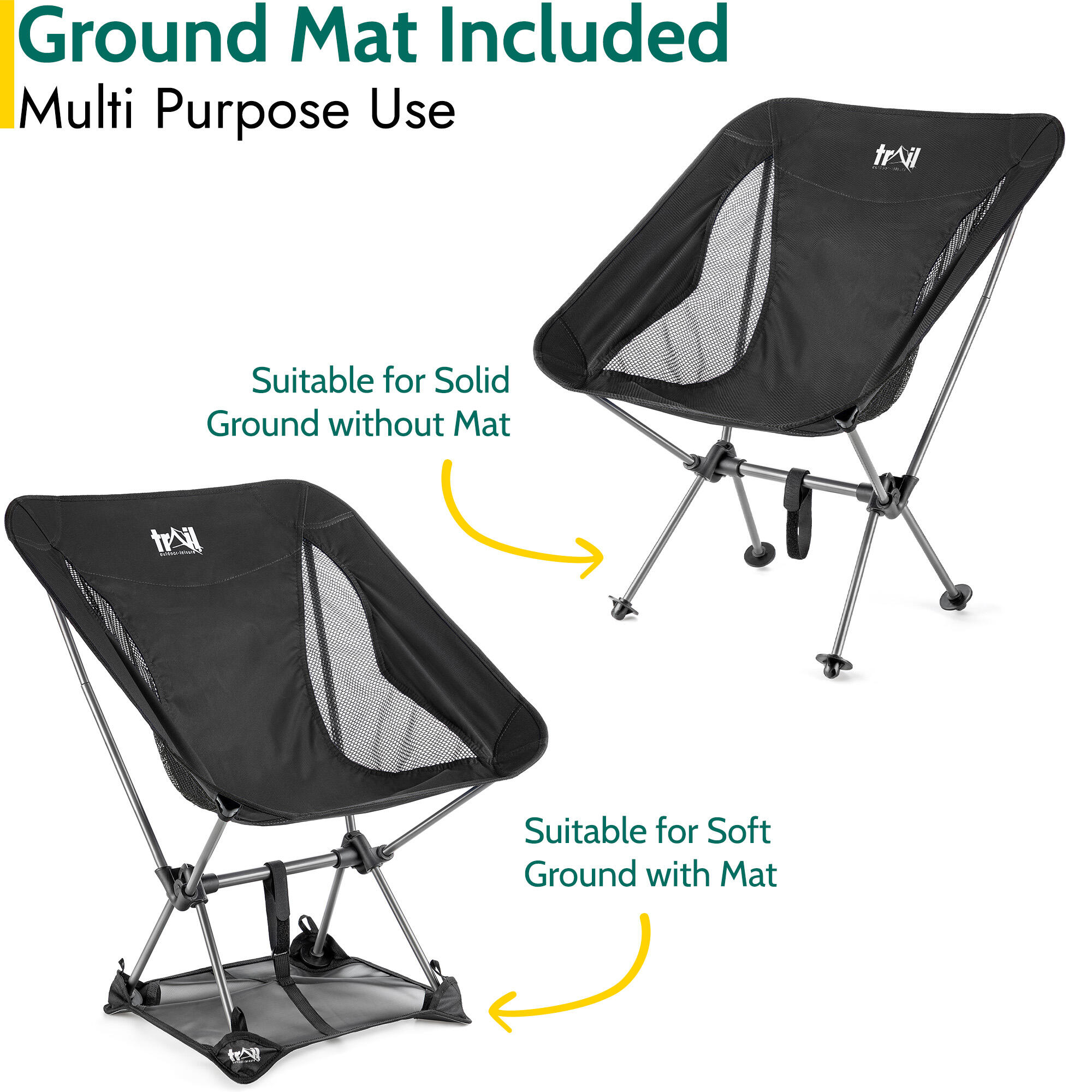 Folding Camping Chair Lightweight Portable Outdoor Garden Beach Seat Trail 3/7