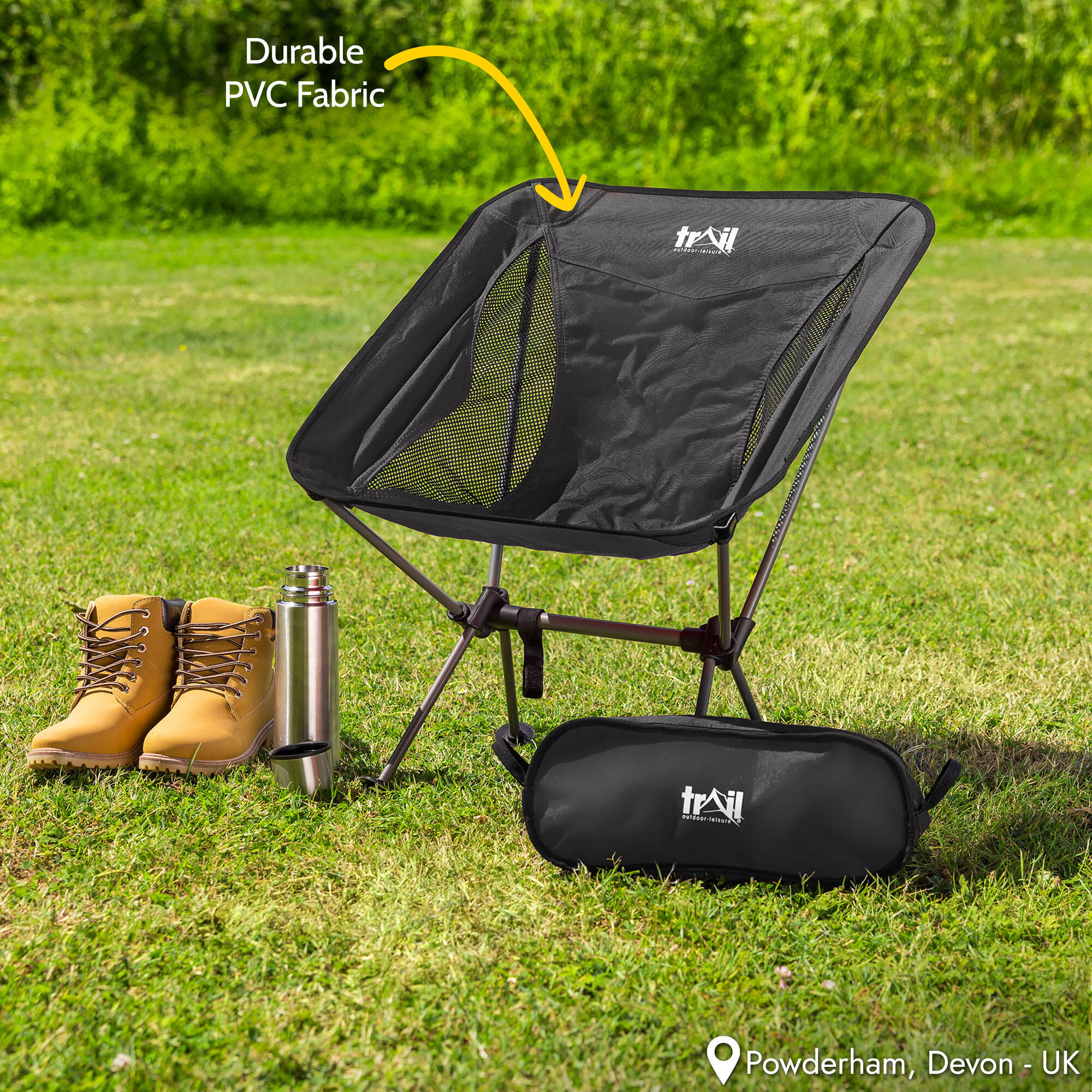 Folding Camping Chair Lightweight Portable Outdoor Garden Beach Seat Trail 2/7