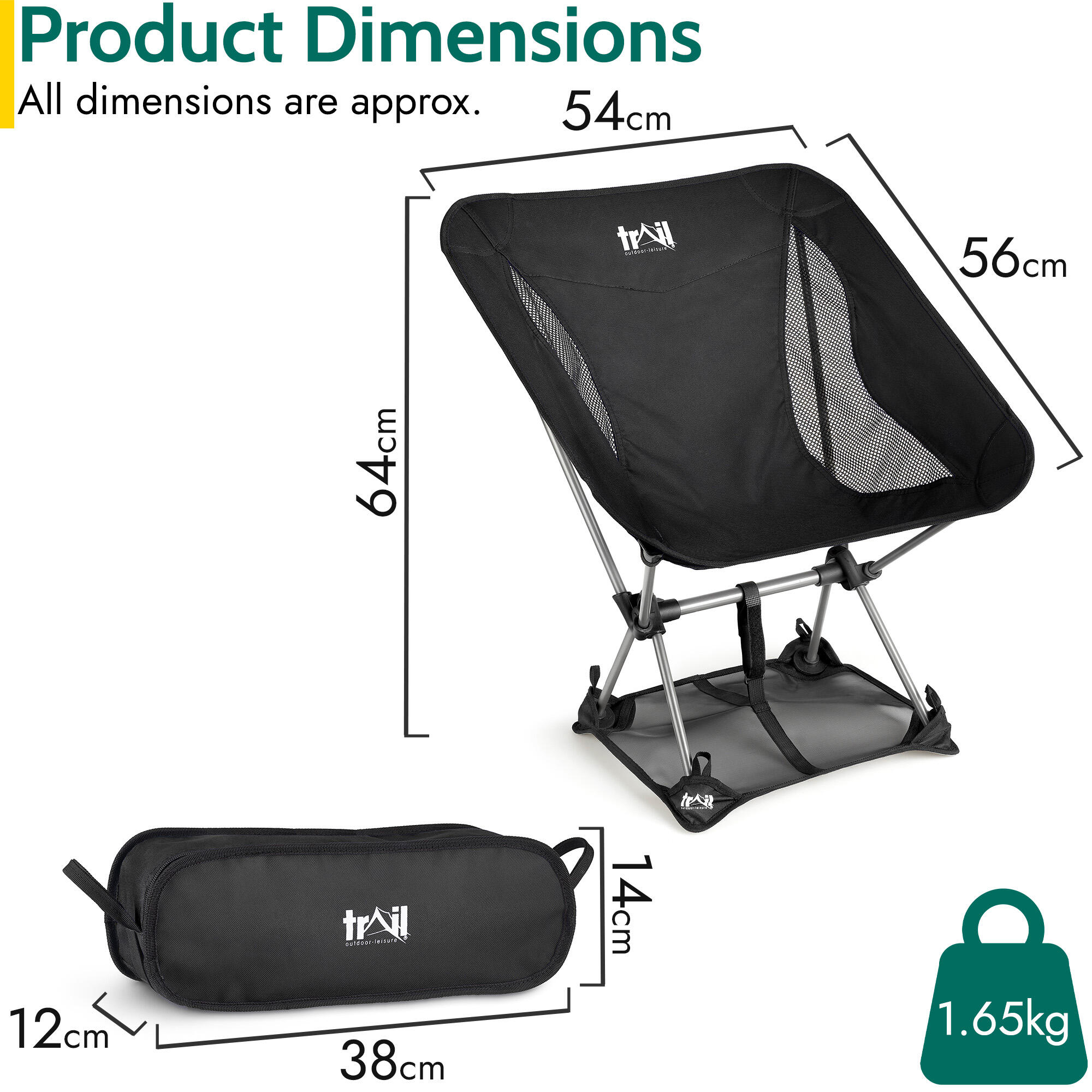 Folding Camping Chair Lightweight Portable Outdoor Garden Beach Seat Trail 7/7