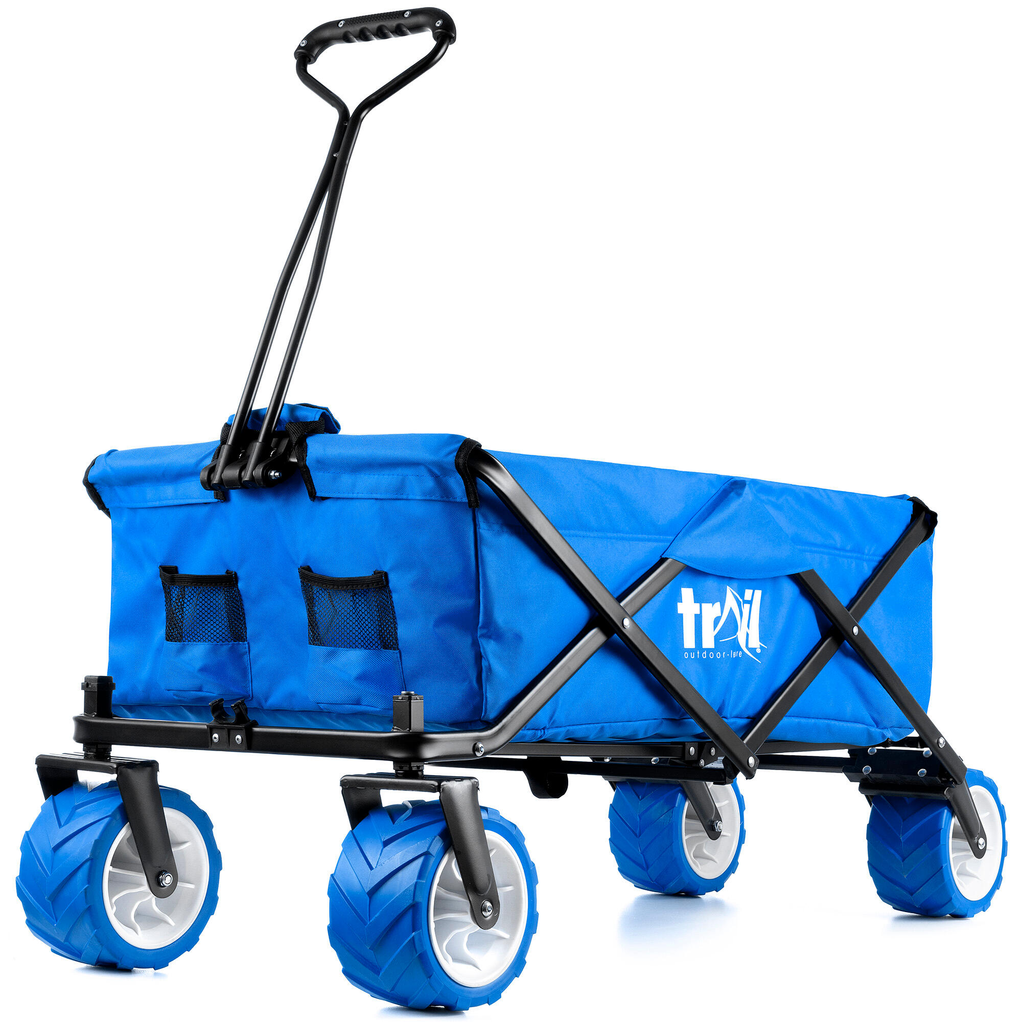TRAIL OUTDOOR LEISURE Folding Beach Trolley Camping Cart All Terrain Wheels Festival Garden 60kg Trail