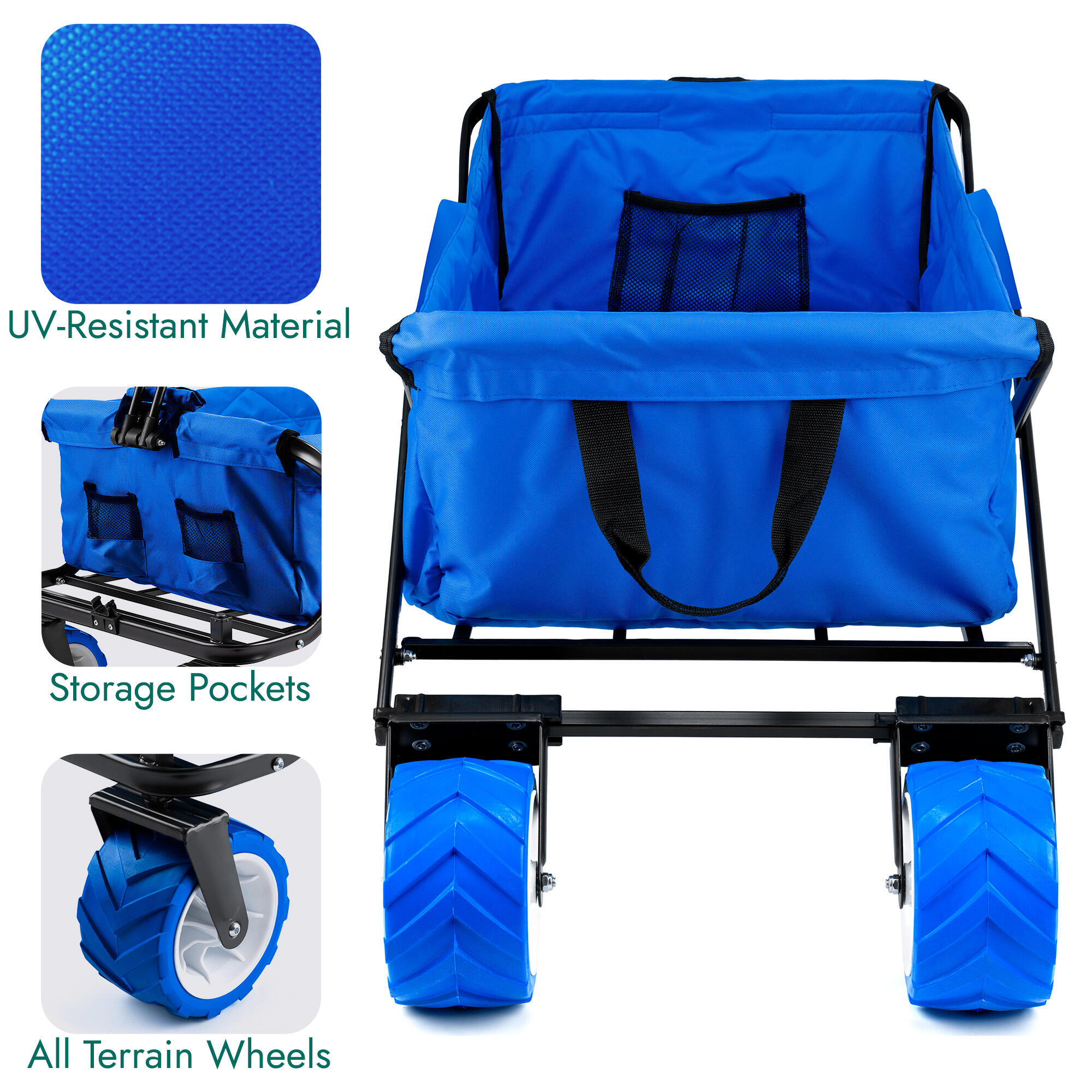Folding Beach Trolley Camping Cart All Terrain Wheels Festival Garden 60kg Trail 3/7