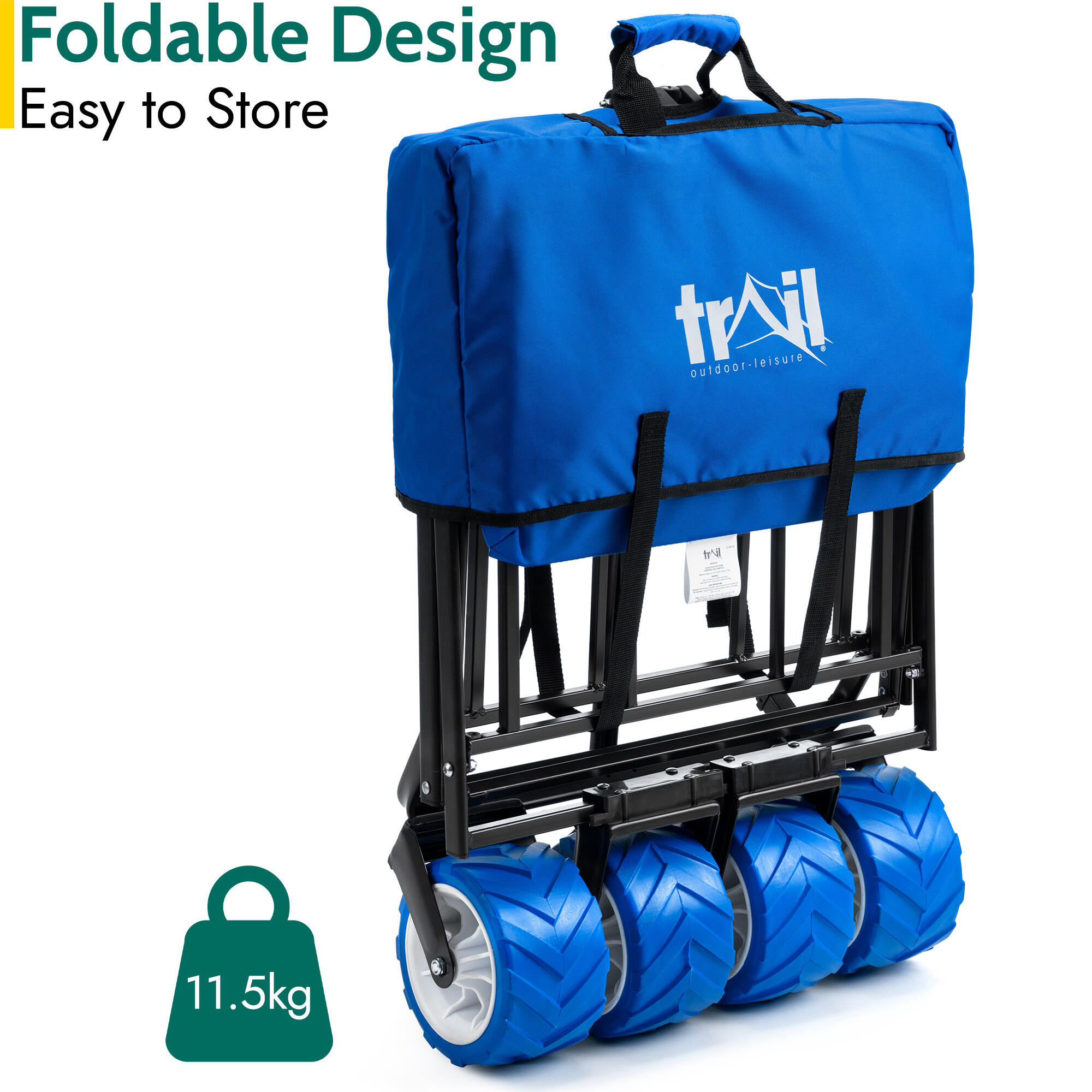 Folding Beach Trolley Camping Cart All Terrain Wheels Festival Garden 60kg Trail 5/7