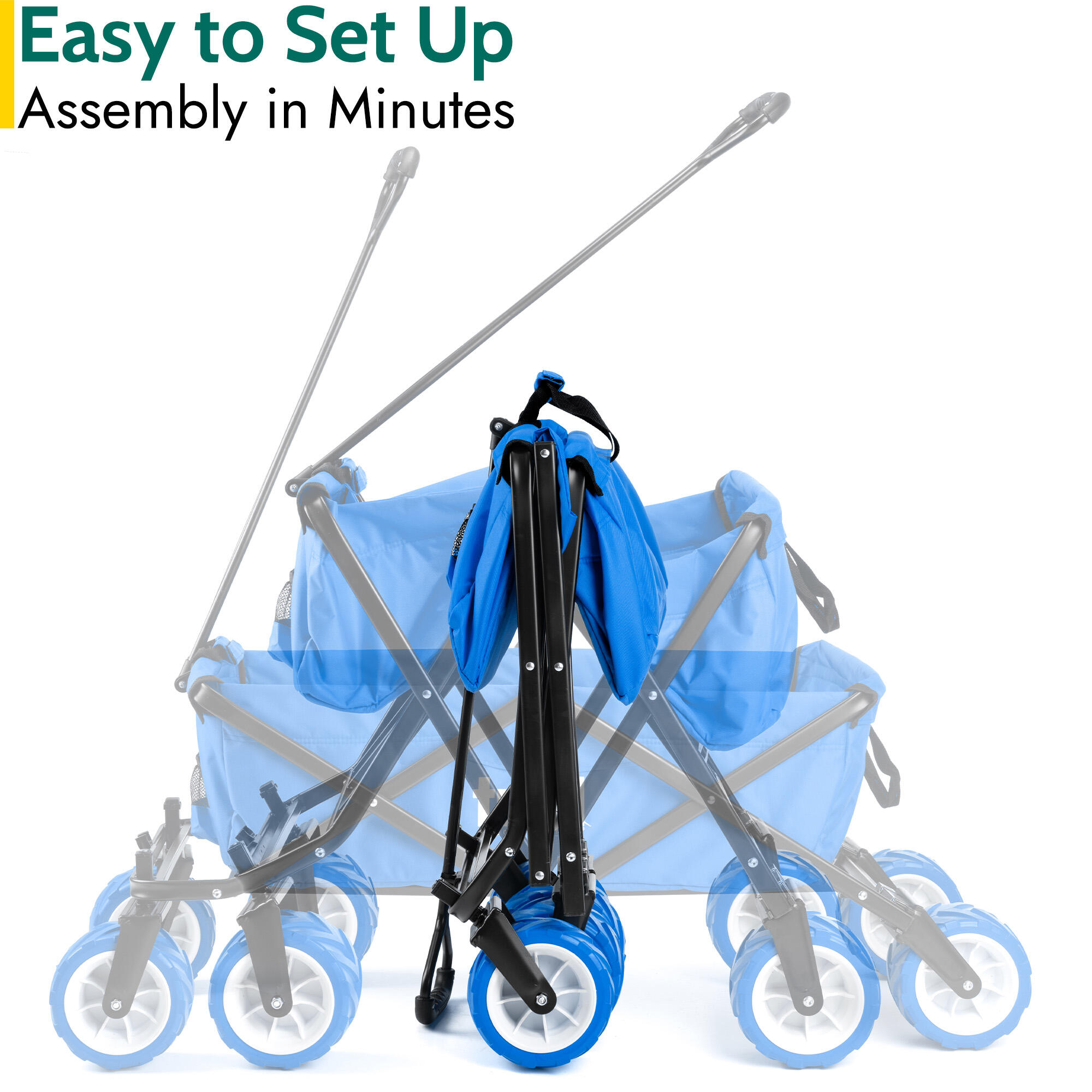 Folding Beach Trolley Camping Cart All Terrain Wheels Festival Garden 60kg Trail 4/7