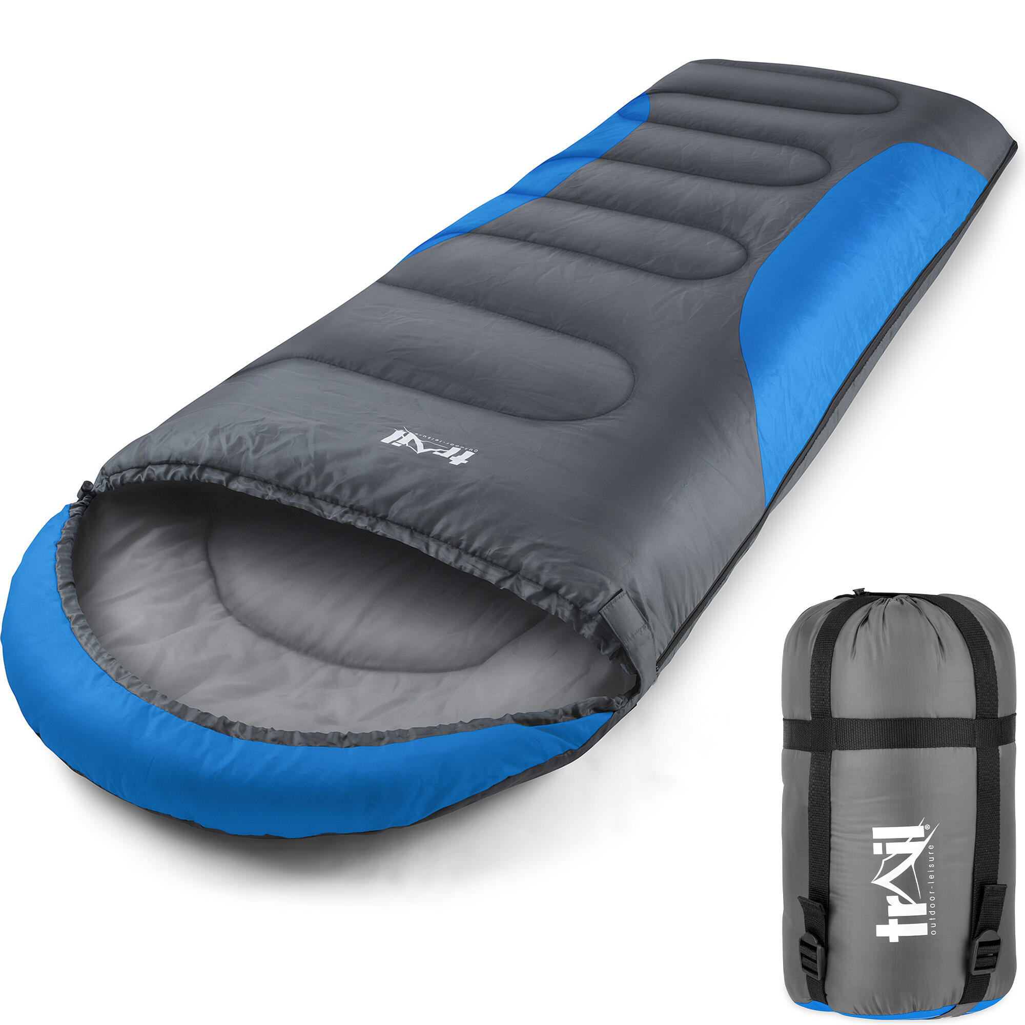 TRAIL OUTDOOR LEISURE Adult Sleeping Bag 3 Season Single Person Warm Hood Carry Bag Trail Alpine 250