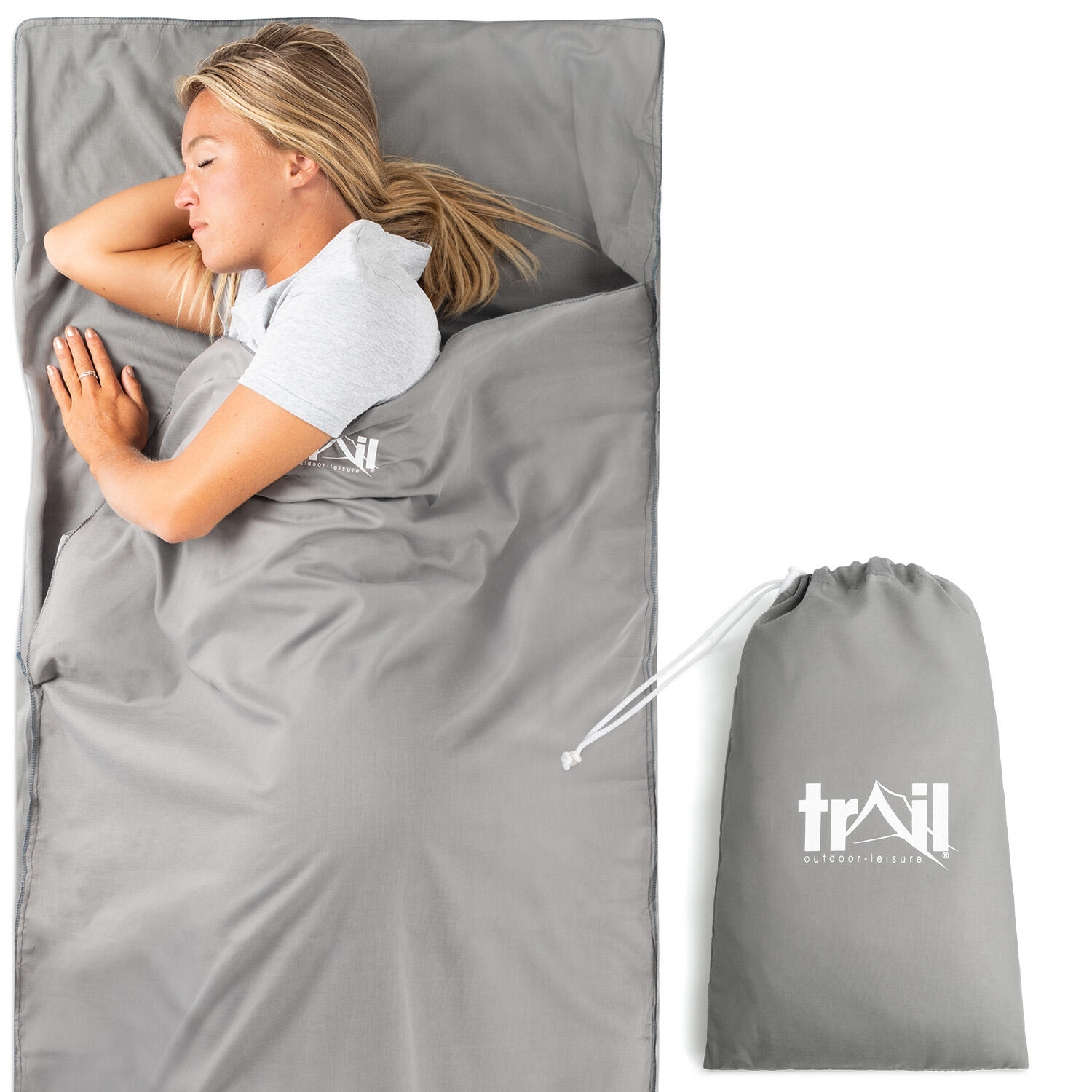 TRAIL OUTDOOR LEISURE Sleeping Bag Liner Single Adult Envelope Rectangle Lightweight With Pillow Slot