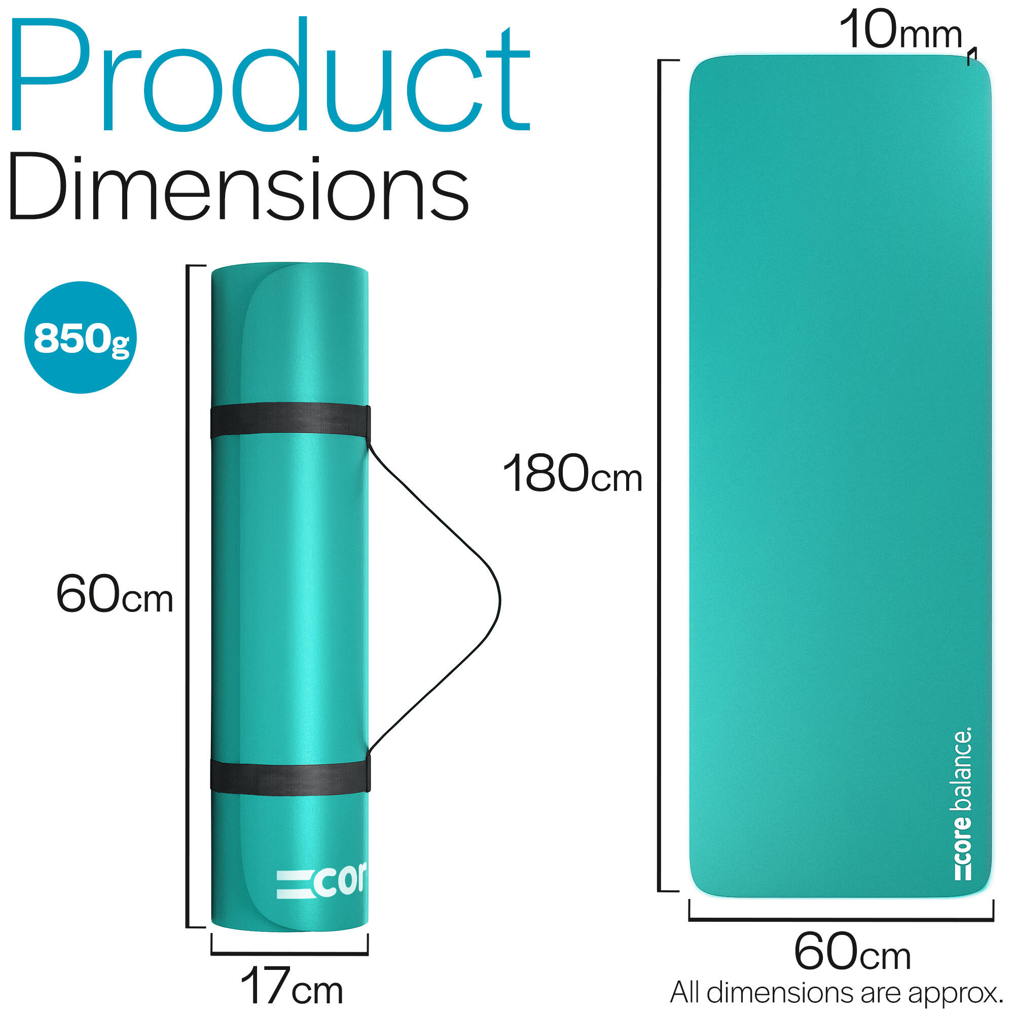 Yoga Pilates Mat 10mm Thick Foam Exercise Gym Fitness Carry Strap Core Balance 6/6