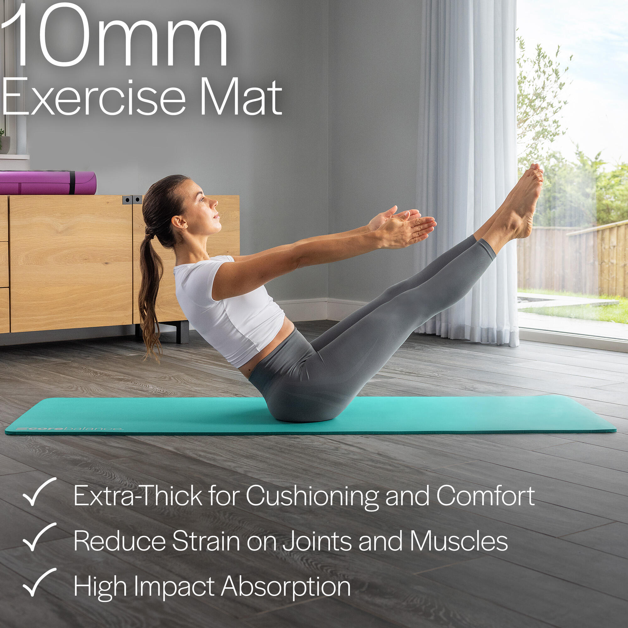 Yoga Pilates Mat 10mm Thick Foam Exercise Gym Fitness Carry Strap Core Balance 3/6