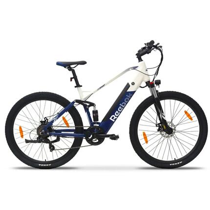 Vélo électrique REEBOK MTB 29x2 1P, bleu et blanc, autonomie 70 km, 250 W