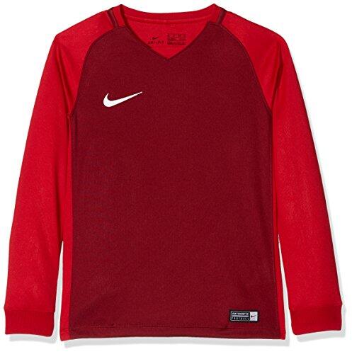 Maillot de football Nike pour enfants - Manches longues, Rouge/Blanc 1/2