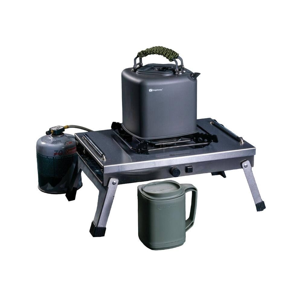 RIDGE MONKEY RidgeMonkey Grilla CookStation Single Hob Stainless Steel Gas Stove + Side Table