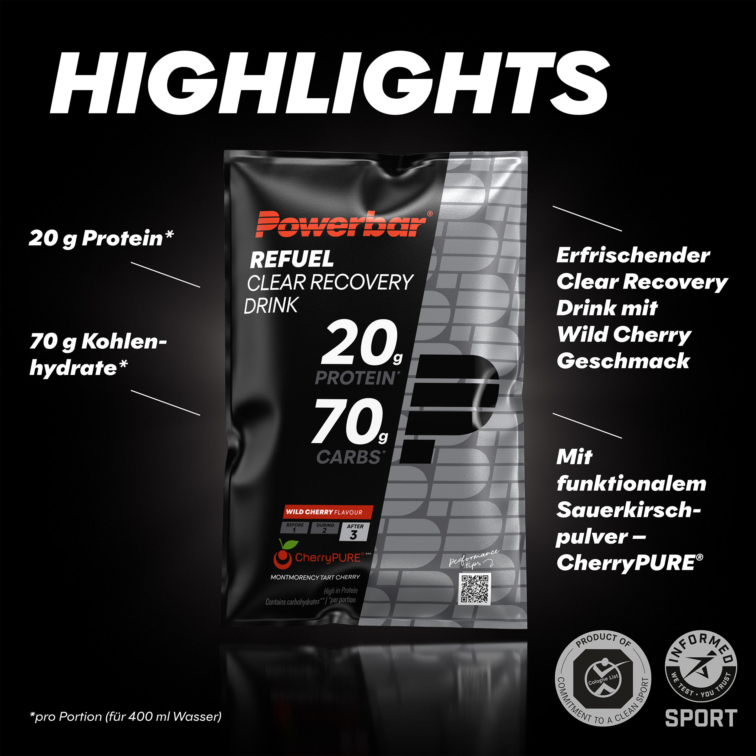 Refuel Clear Recovery Drink (10 x 97g) Wild Cherry 4/5