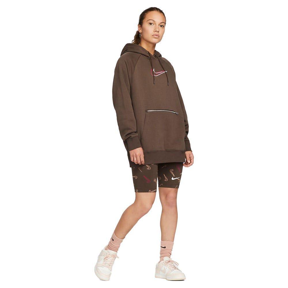 Felpa con cappuccio Nike Sportswear Po OS BB Fleece Marrone e Bianco 4/5